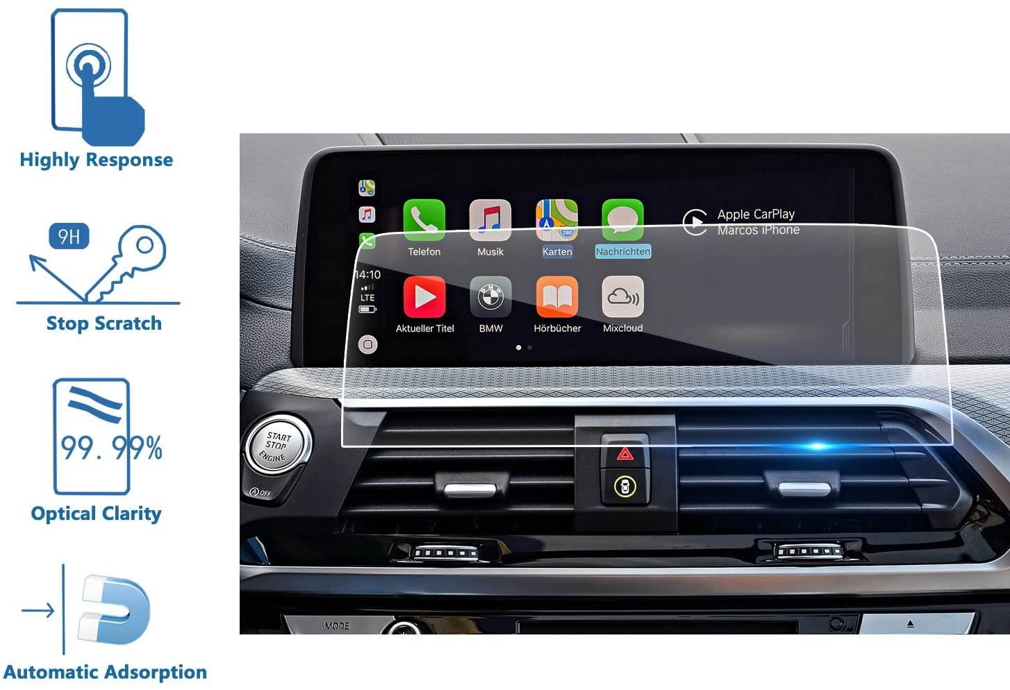 LFOTPP Car Navigation Screen Protector for 2018 X3 G01 10.25 Inch, Tempered Glass 9H Hardness Car Infotainment Stereo Display Center Touchscreen Protective Film