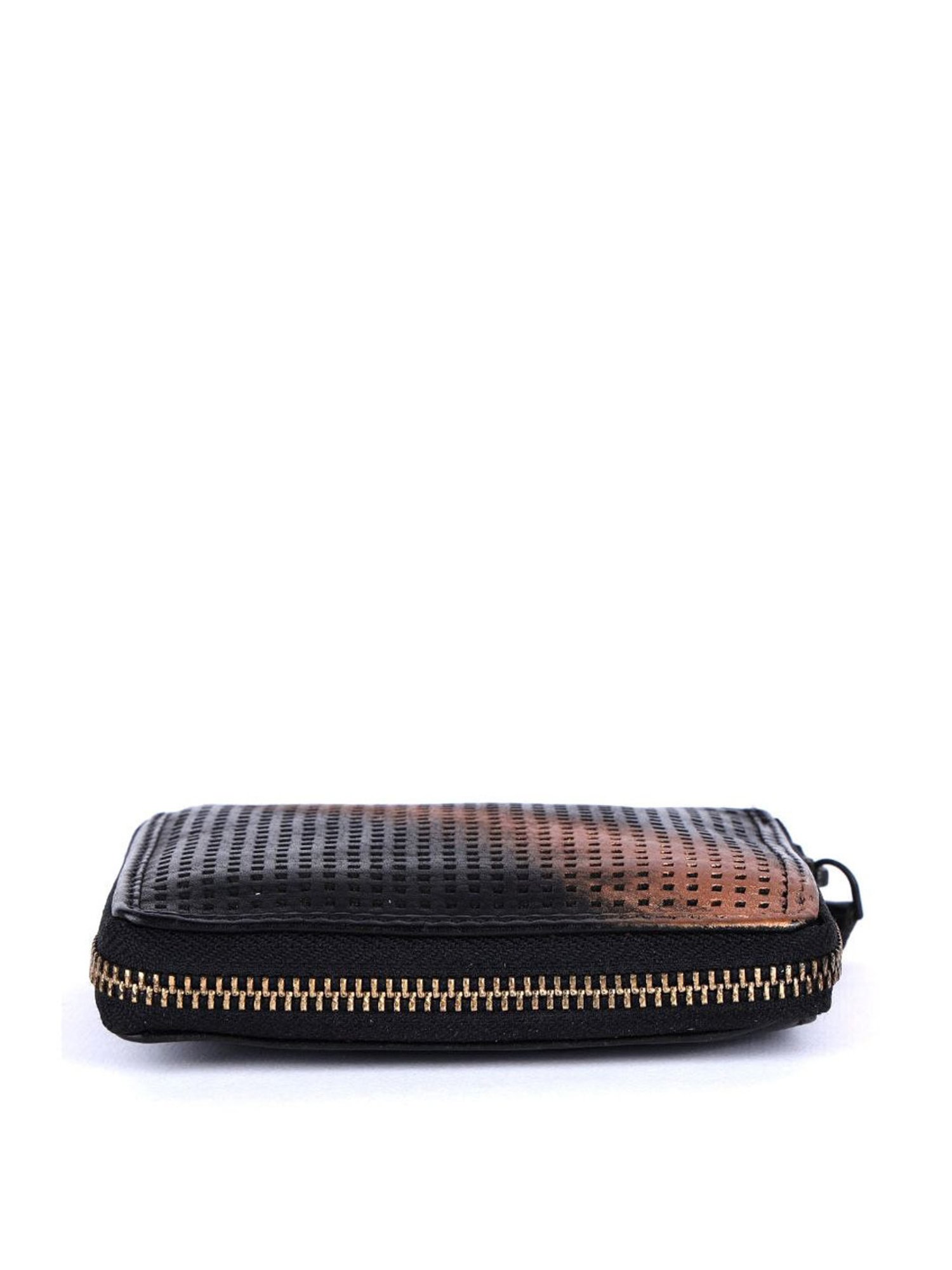 KOMPANERO Aleena Black Leather Textured Zip Around Wallet