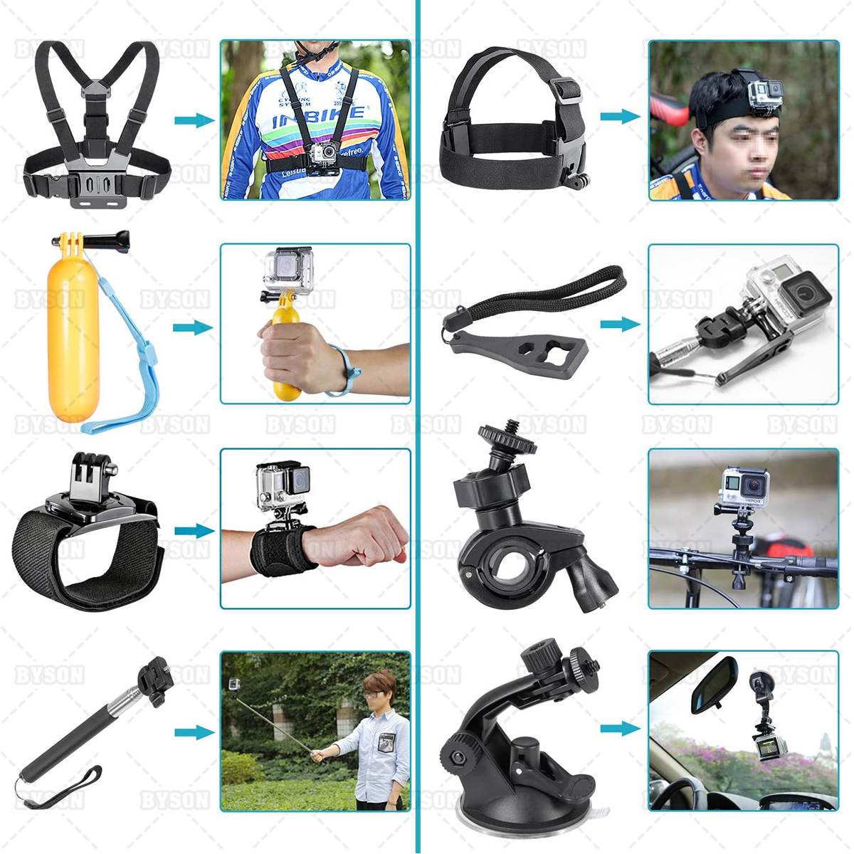 Ackmioxy Accessory Kit for GoPro Hero 9 8 Max 7 6 5 4 Black GoPro 2018 Session Fusion Hero 4 Silver White EKEN H9R Insta360 DJI AKASO APEMAN Campark SJCAM Action Camera etc