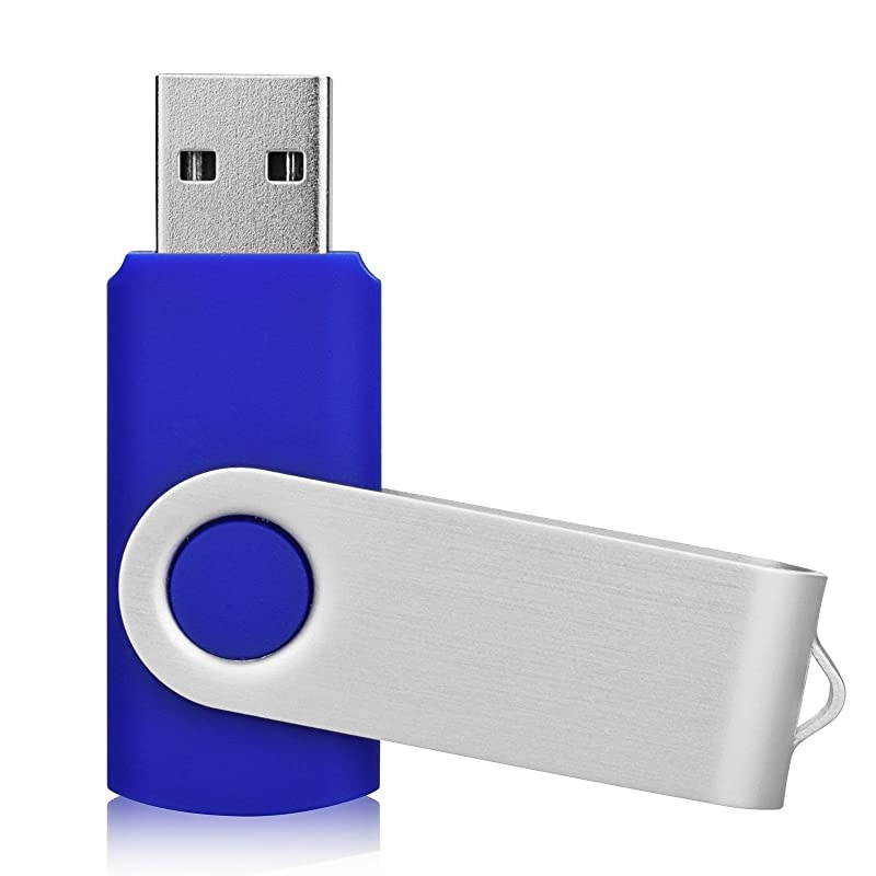 10 Pack 16GB Bulk USB 20 Flash Drive Thumb Drive Jump Drive Fold Storage Swivel Memory Stick with Key Ring Design Portable Pen Drive Blue