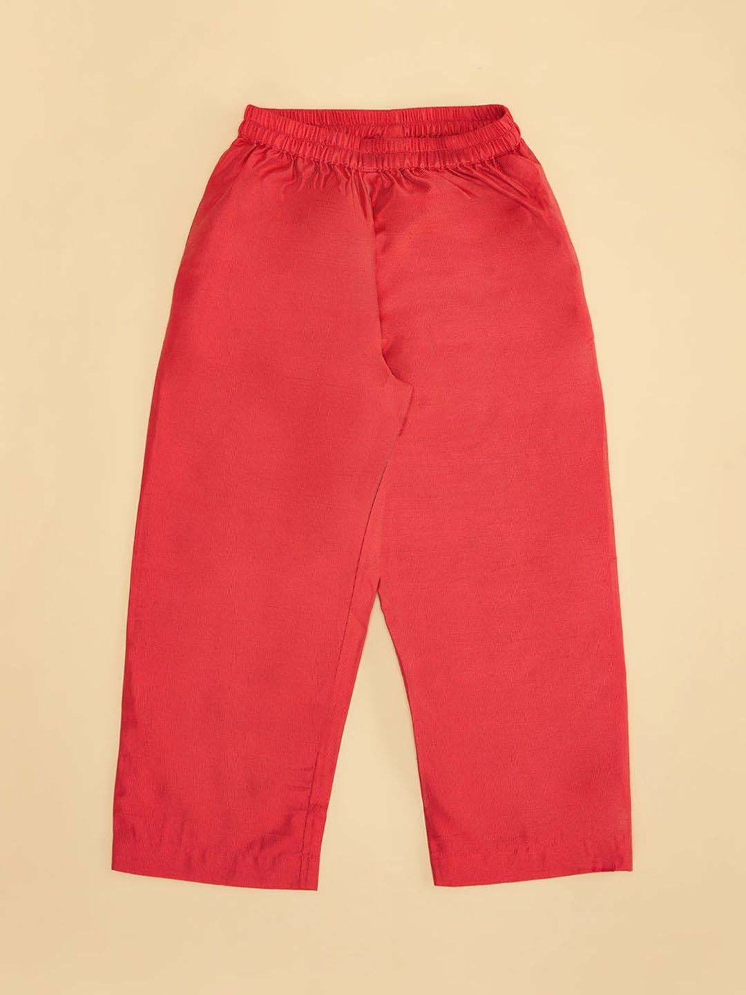 Akkriti by Pantaloons Girls Barbados Cherry Cotton Embellished Kurta Sets