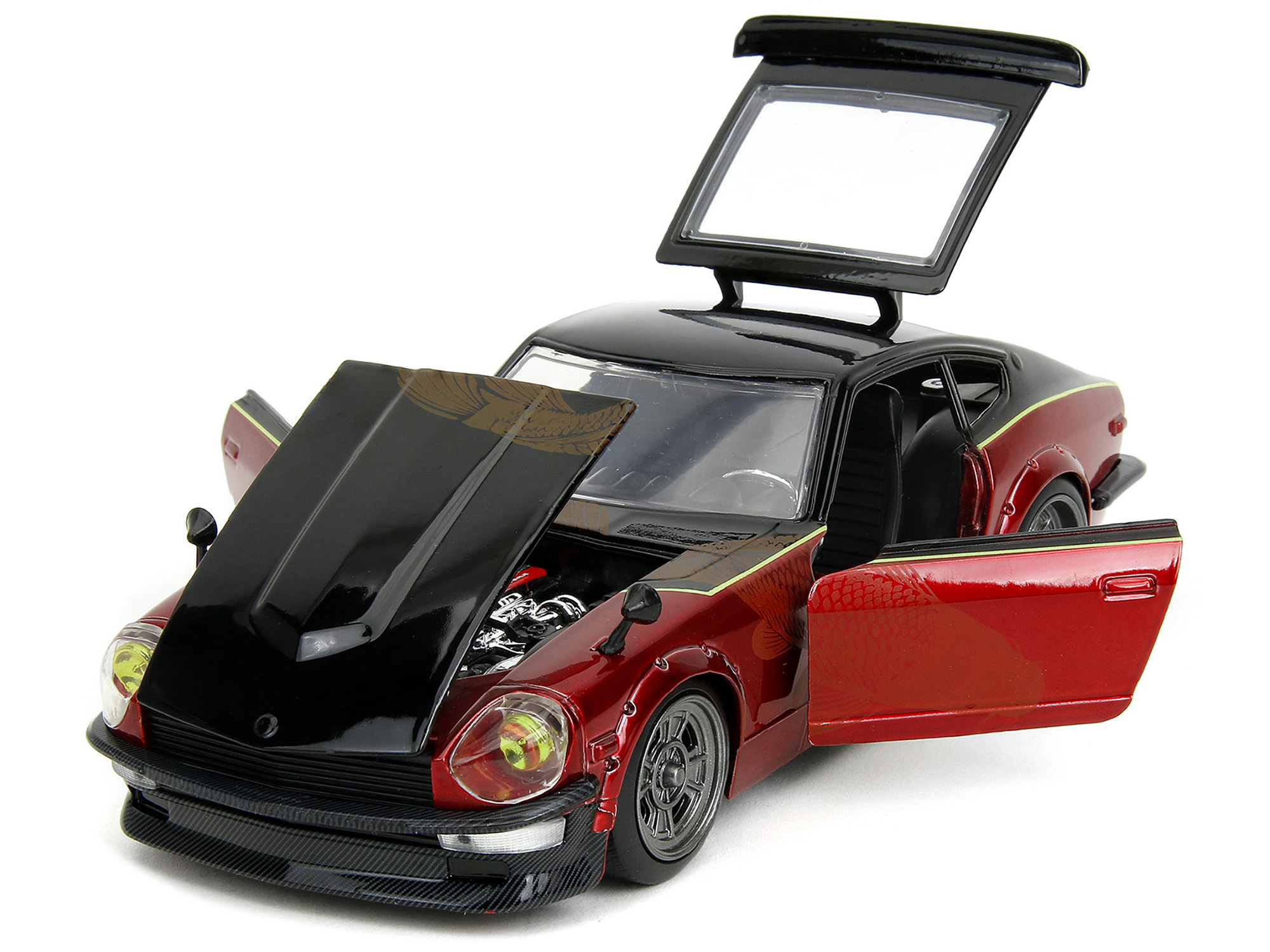 1972 Datsun 240Z Black and Red Metallic with Graphics "Fast X" (2023) Movie "Fast & Furious" Series 1/24 Diecast Model Car by Jada