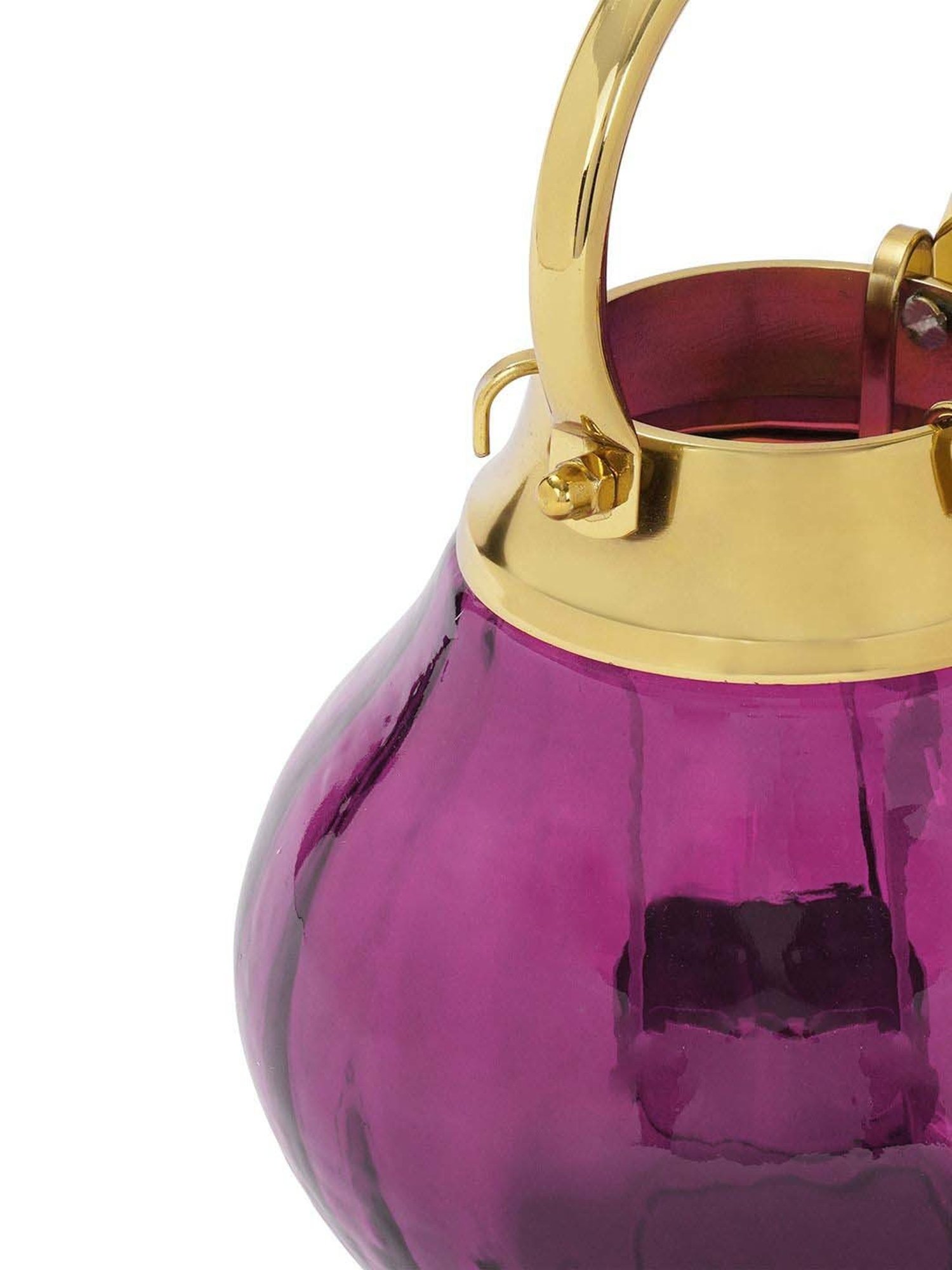 Pure Home and Living Pink & Gold Glass Lantern Tea Light Holder