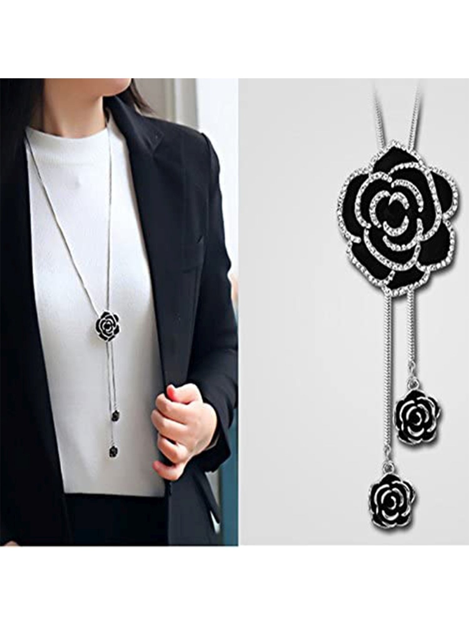 YouBella Stylish Latest Traditional Jewellery Silver Plated Pendant for Women(YBNK_5470)