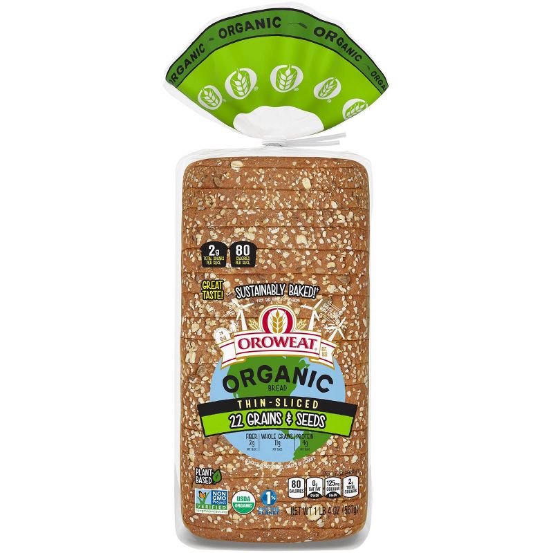 Oroweat Organic Thin Sliced 22 Grains & Seeds - 20oz