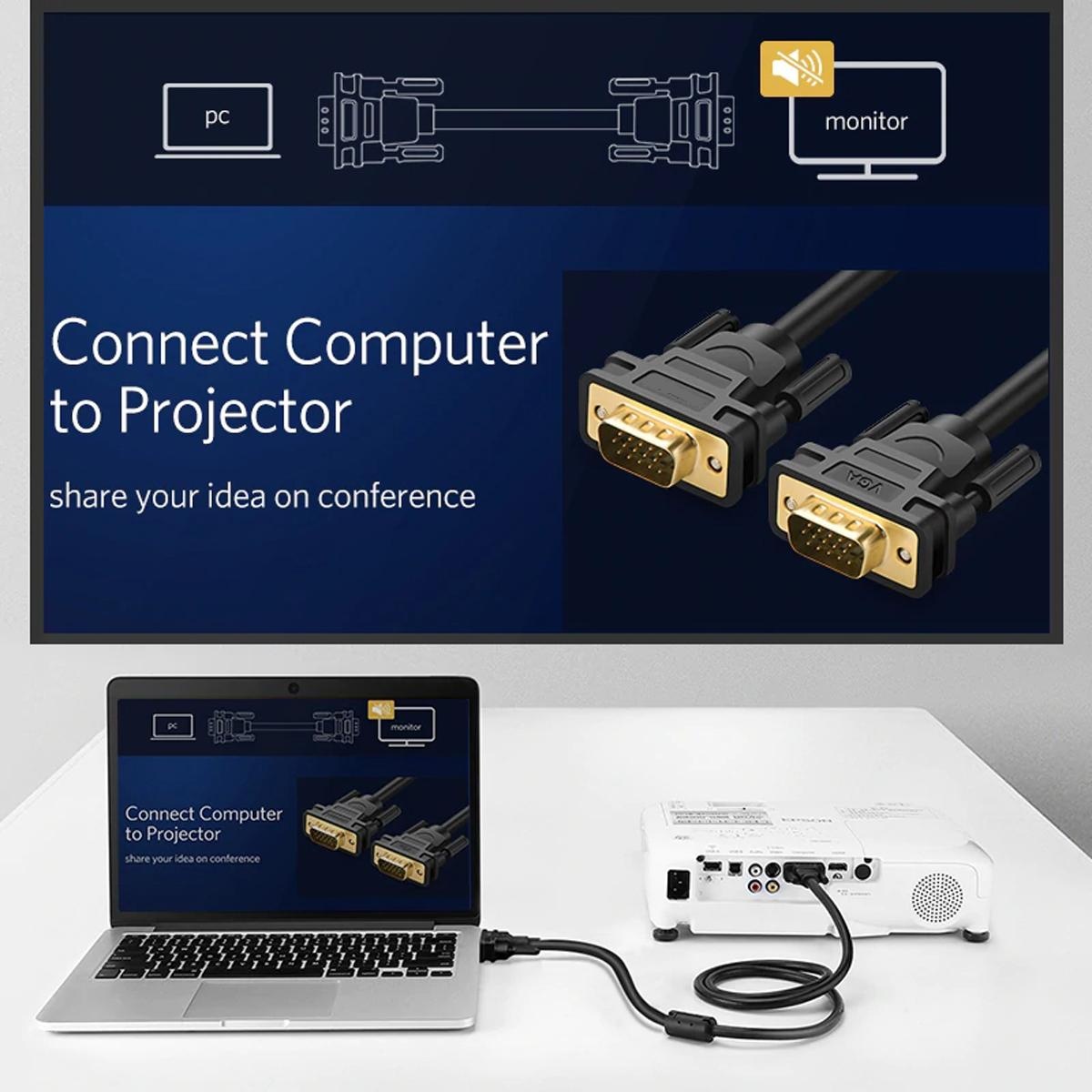 Ugreen VG101 1080P VGA to VGA Cable Male to Male Shielding Video Cable for HDTV PC - 1-30M - 2M