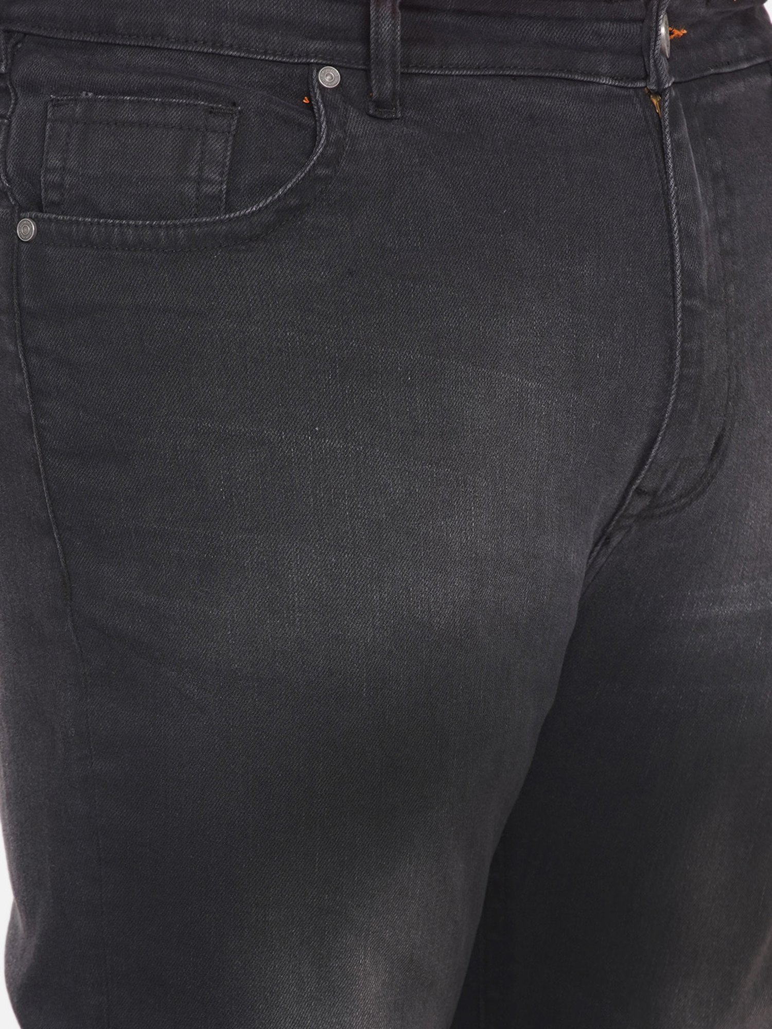 John Pride Black Regular Fit Plus Size Lightly Washed Jeans