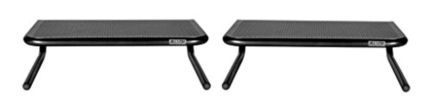 allsop metal art jr. monitor stand, 14inch wide platform holds 40 lbs with keyboard storage space  pearl black, 2 pack