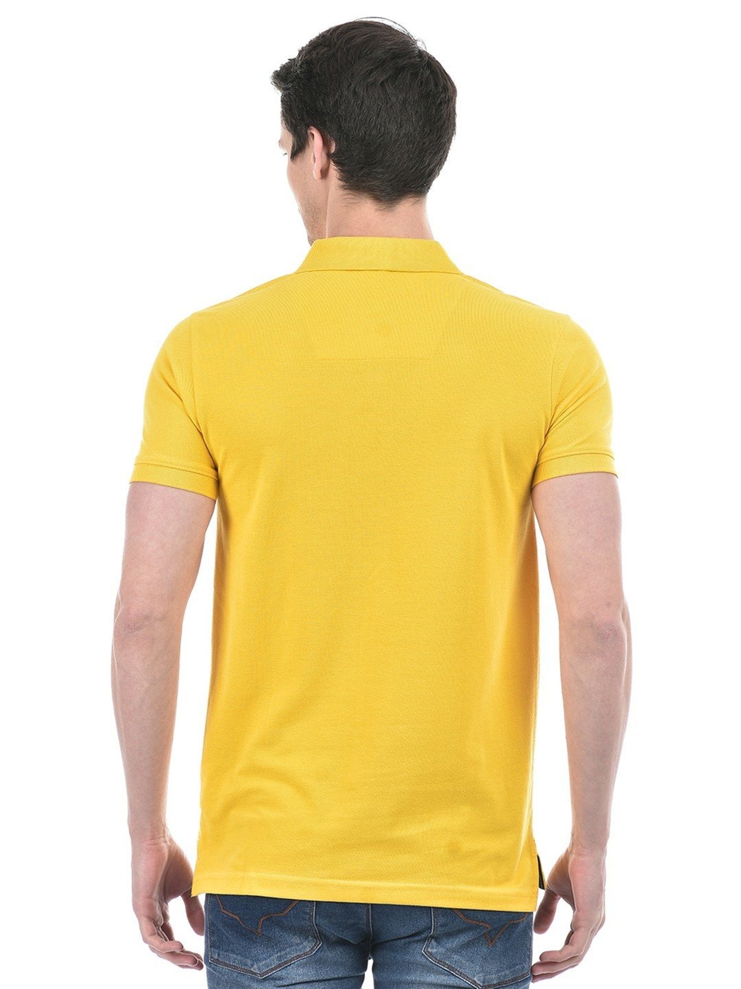 Numero Uno Yellow Cotton Slim Fit Polo T-Shirt