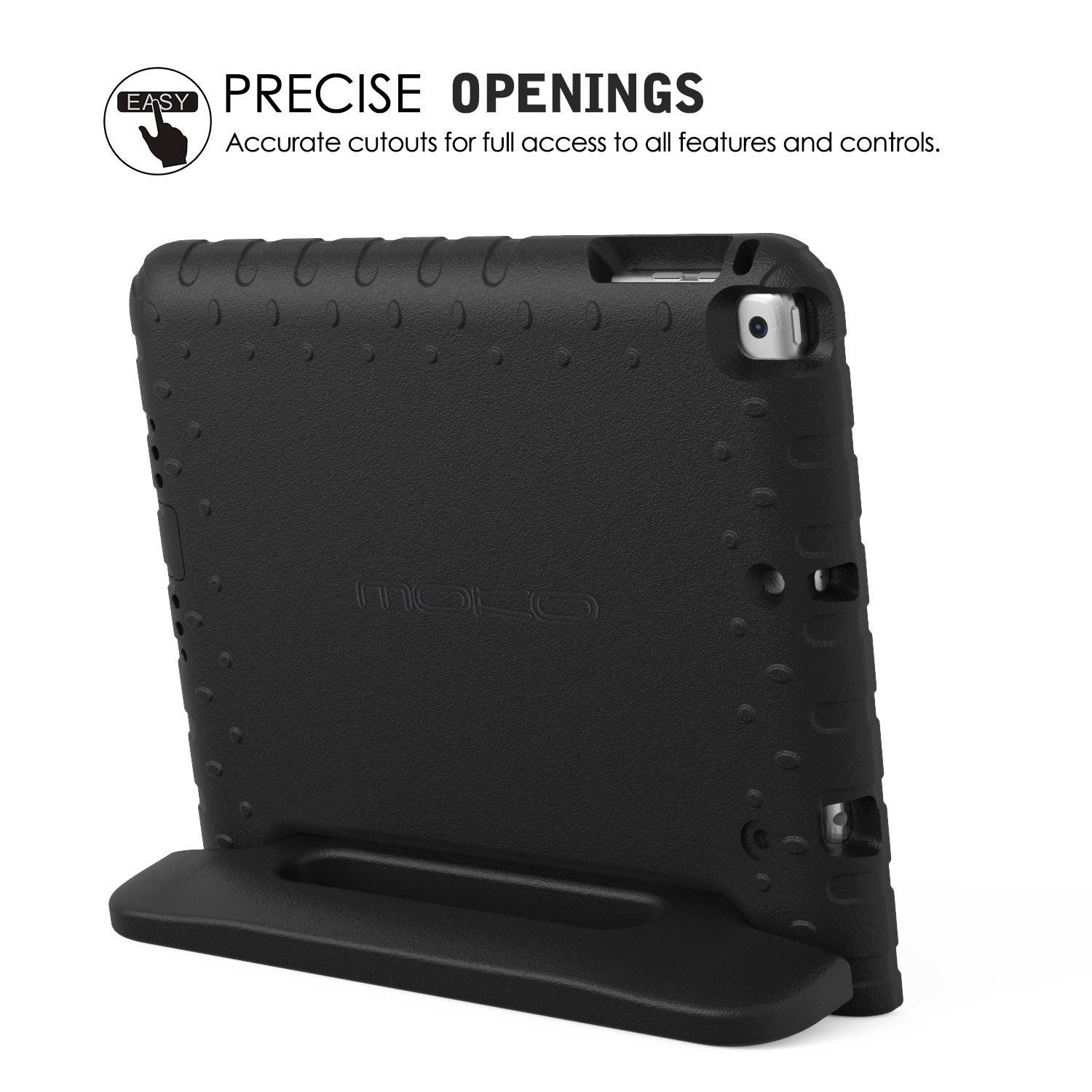 MoKo Case Fit Apple 2018/2017 iPad 9.7 6th/5th Generation/iPad Air/iPad Air 2 - Kids Friendly Shock Proof Convertible Handle Light Weight Protective Stand Cover, Black