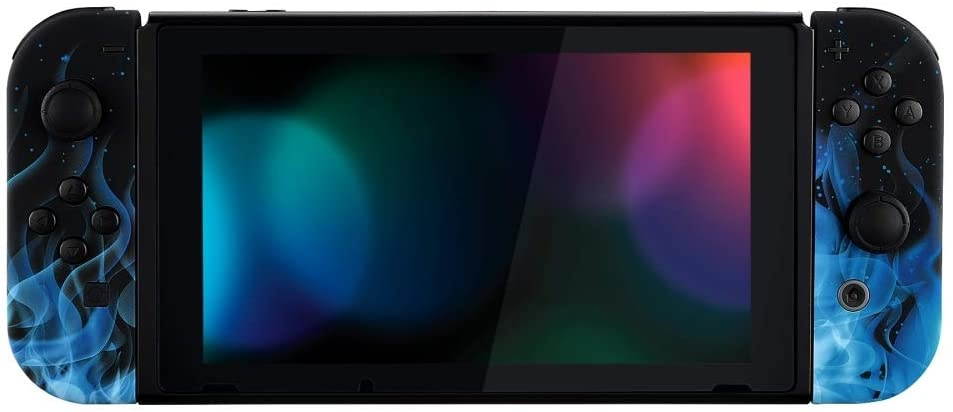 eXtremeRate Soft Touch Grip Blue Flame Joycon Handheld Controller Housing with Full Set Buttons, DIY Replacement Shell Case for Nintendo Switch Joy-Con &ndash; Console Shell NOT Included