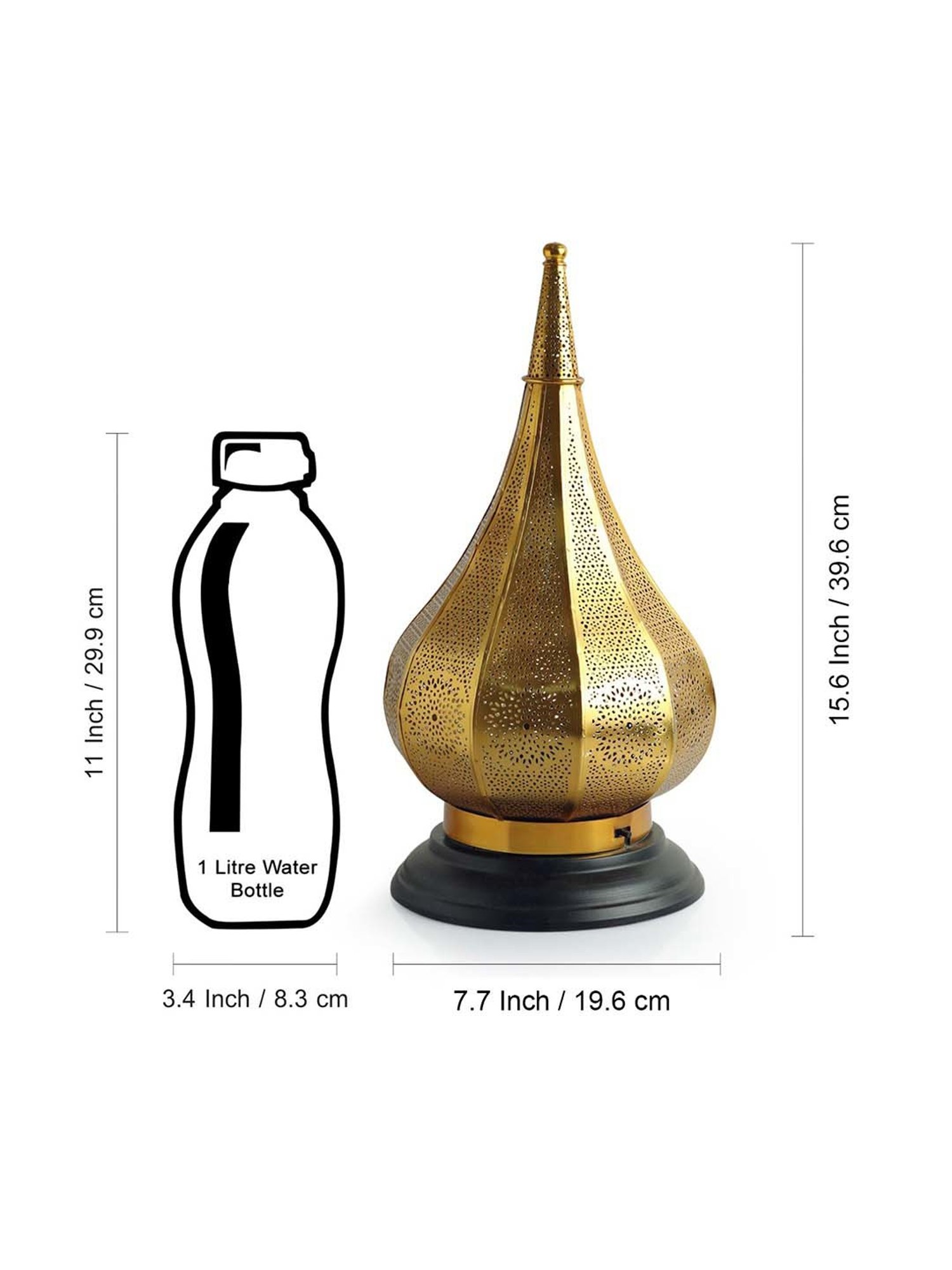 ExclusiveLane Golden Iron 39.62 cm Moroccan Dome' Handcrafted Table Lamp