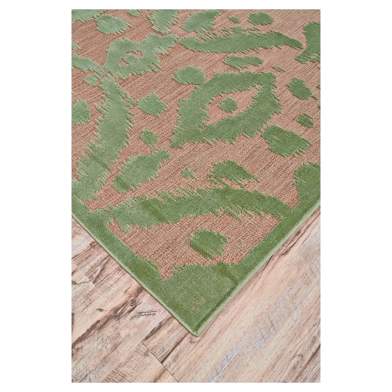 7'6"X10'6" Ikat Design Loomed Accent Rugs Area Rugs Tan/Light Green - Weave & Wander