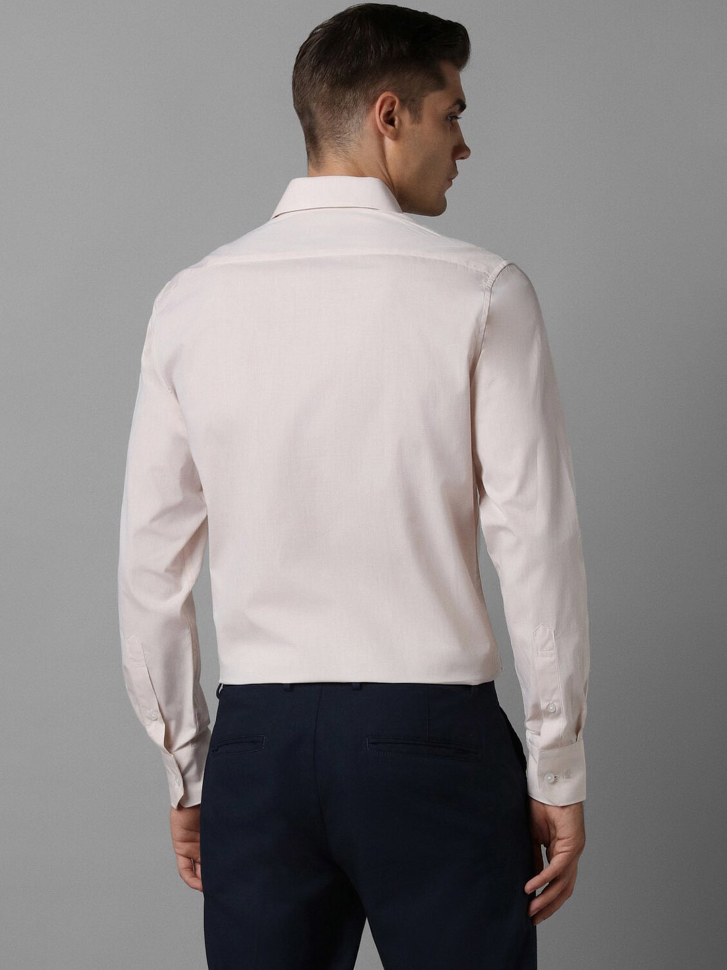 Louis Philippe Peach Cotton Regular Fit Shirt