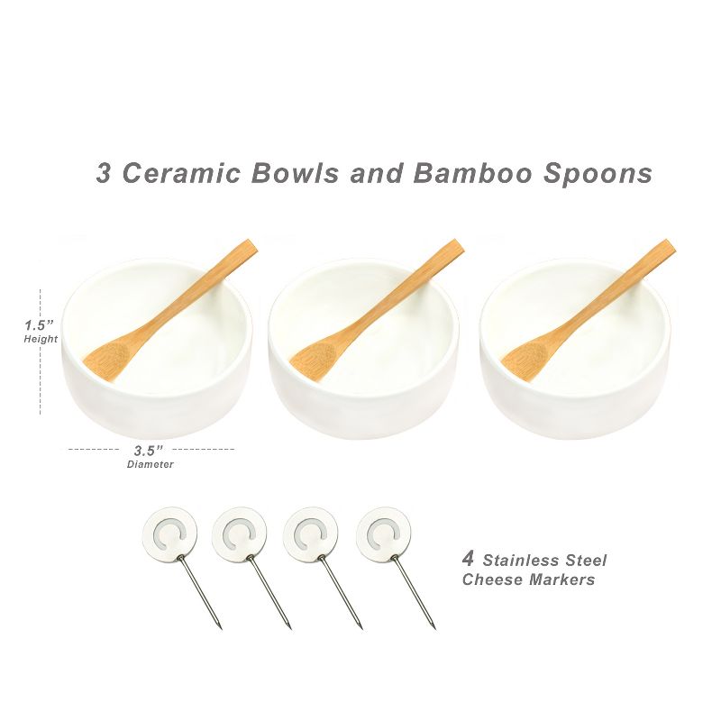 Picnic at Ascot Bamboo Cheese Board/Charcuterie Platter w/Bowls & Bamboo Spoons & Cheese Markers - 13" x 13"