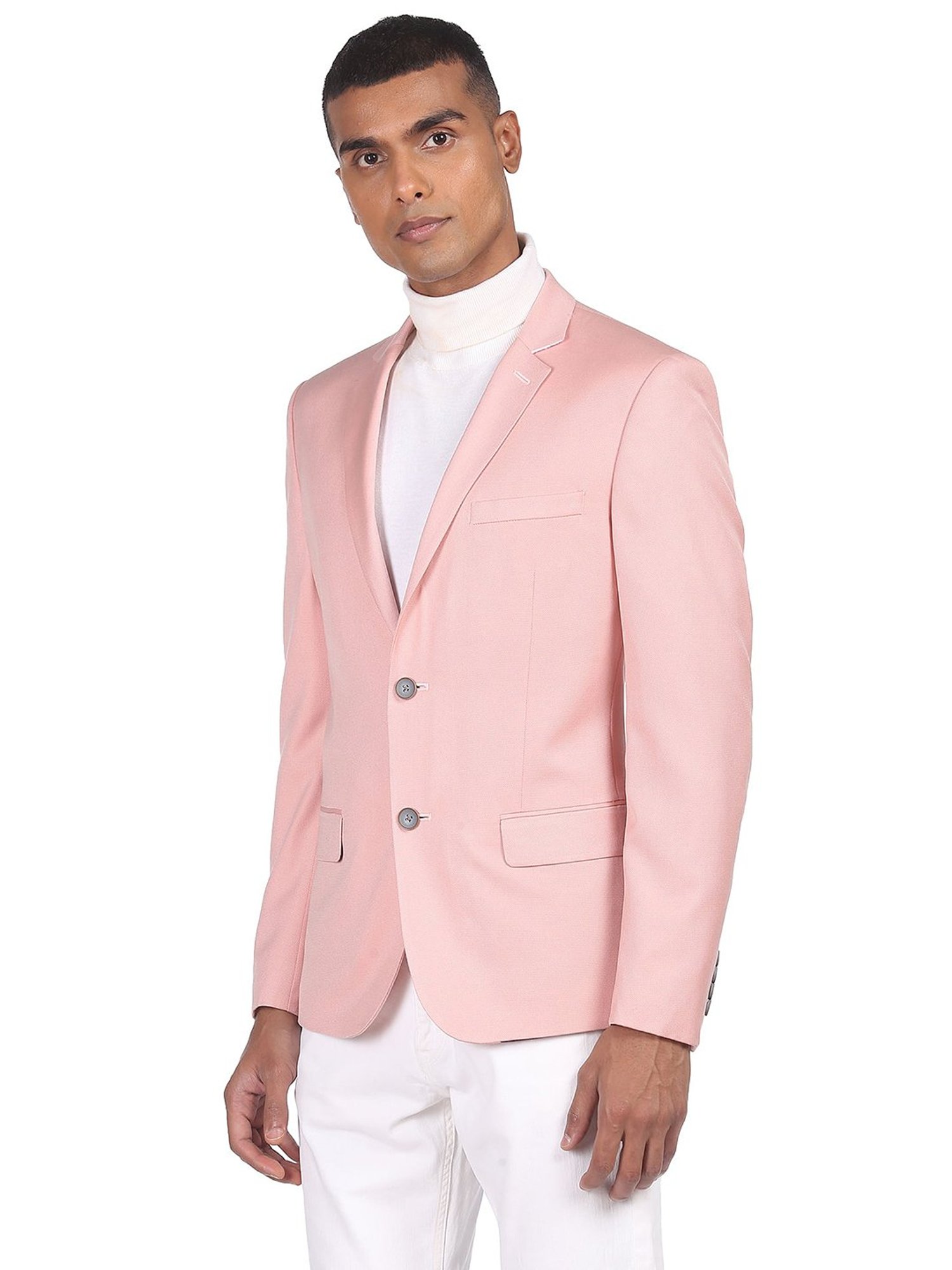 AD by Arvind Pink Full Sleeves Notched Lapel Blazer