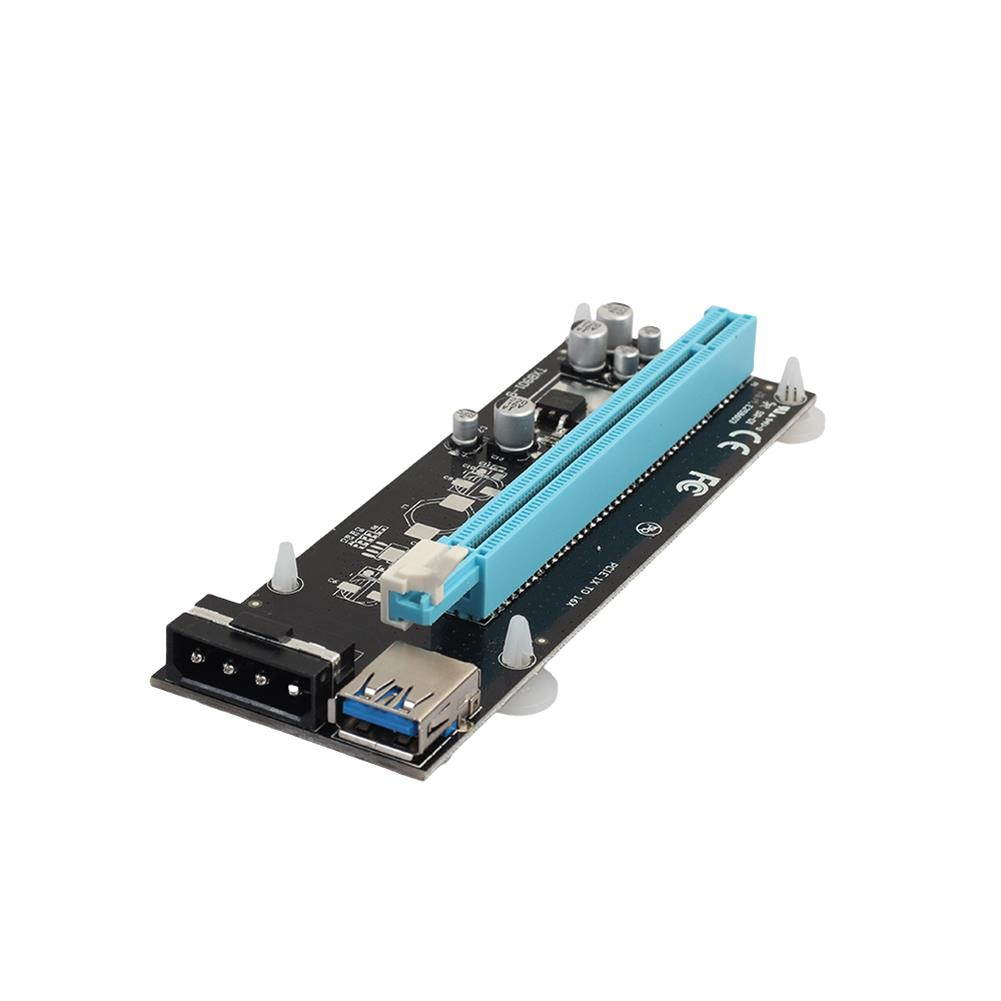 2017 New 0.6M PCIe PCI-E 1x to 16x PCI Express Riser Card + USB 3.0 Cable / SATA to 4Pin Molex Power Cord for BTC Miner Machine