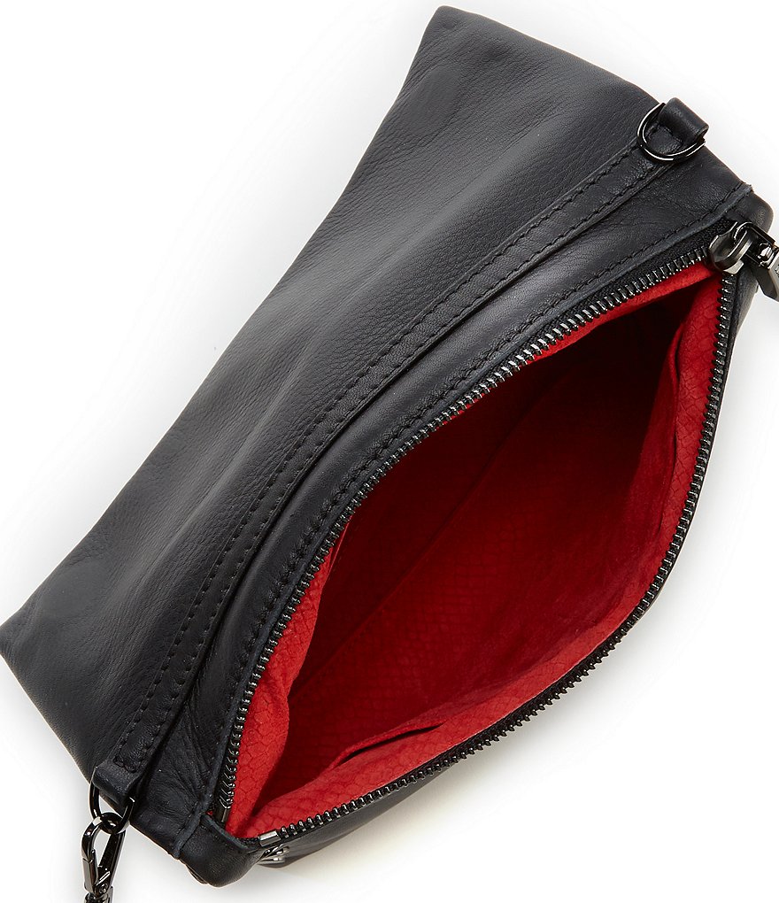 Hammitt VIP Studded Leather Fold-Over Zip Flap Medium Crossbody Bag