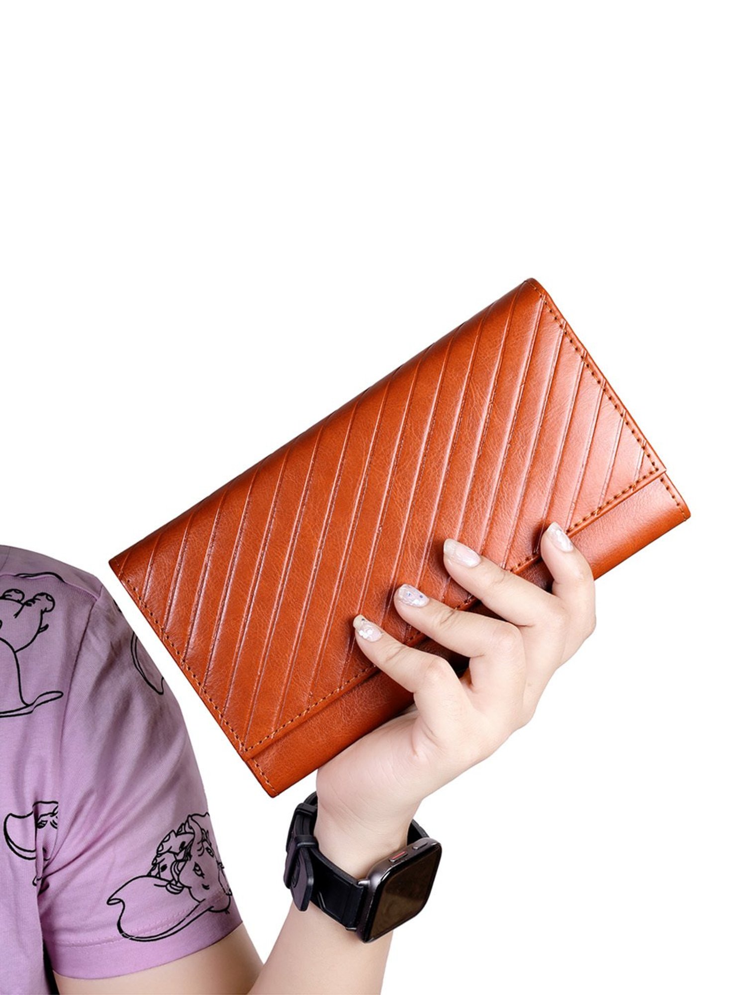 Abeeza Brown Textured Wallet for Women