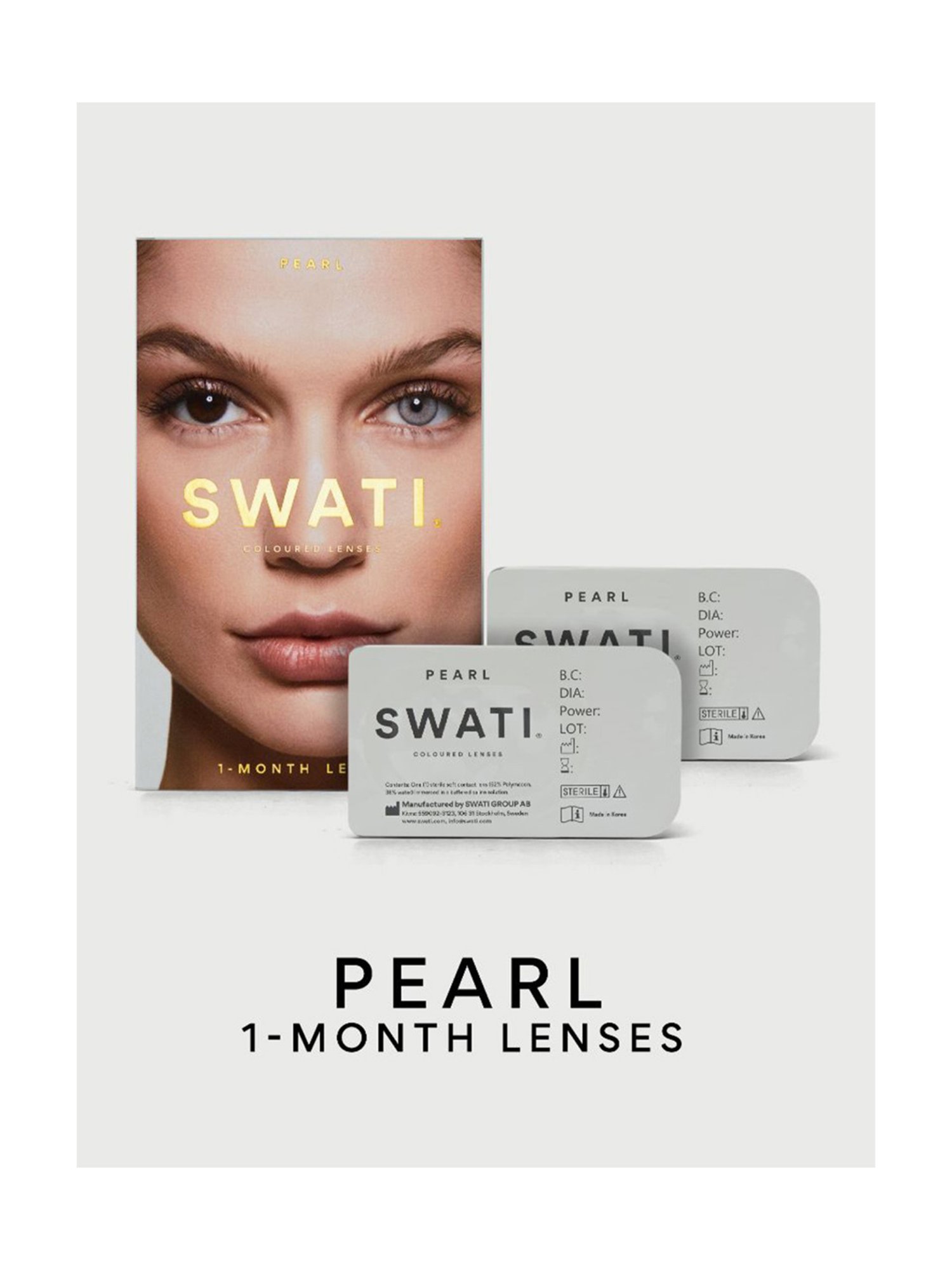 Swati Cosmetics Coloured Contact Lenses - Pearl (1 Month, Power -1.5)