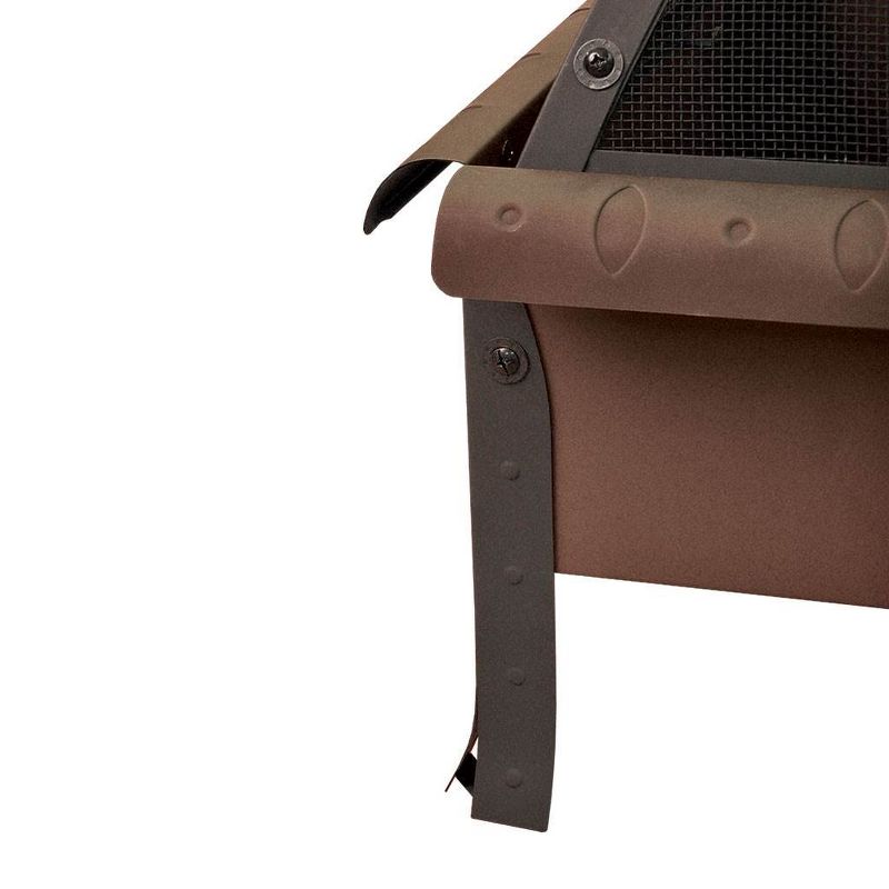 Landmann Tudor 24 Inch Square Outdoor Wood Burning Steel Fire Pit Fireplace