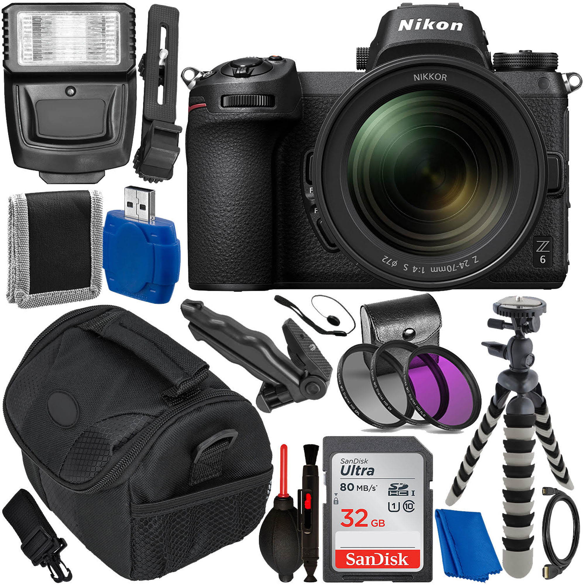 Nikon Z 6 Mirrorless Digital Camera with 24-70mm Lens Accessory Bundle USA