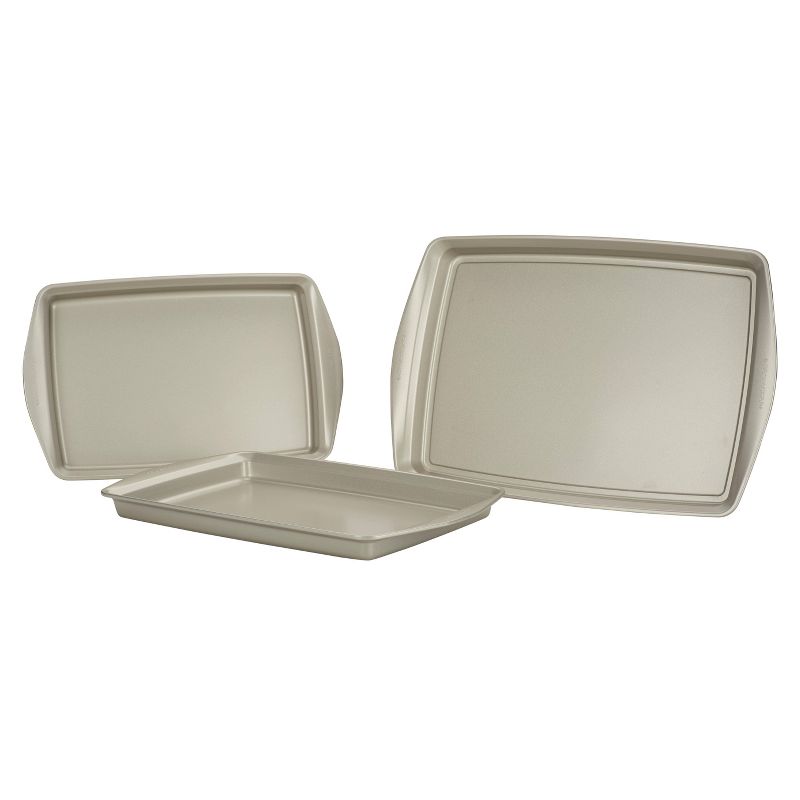 Rachael Ray 3pc Nonstick Bakeware Cookie Pan Set Silver