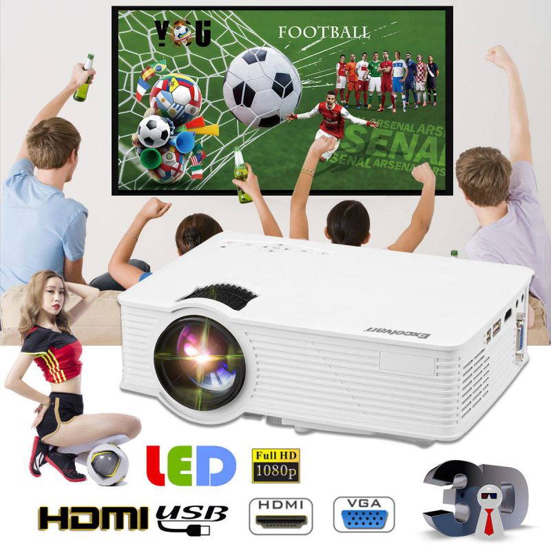 7000 Lumens LED 3D Projector 1080P HD Home Cinema HDMI/USB/AV/VGA Multimedia US