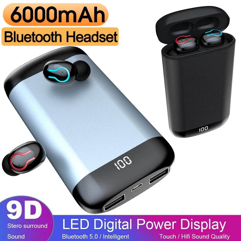 Q66 TWS Wireless Bluetooth Earphone with Microphone Sports Waterproof 6000mAh Wireless Headphones Headsets For Xiaomi Phone