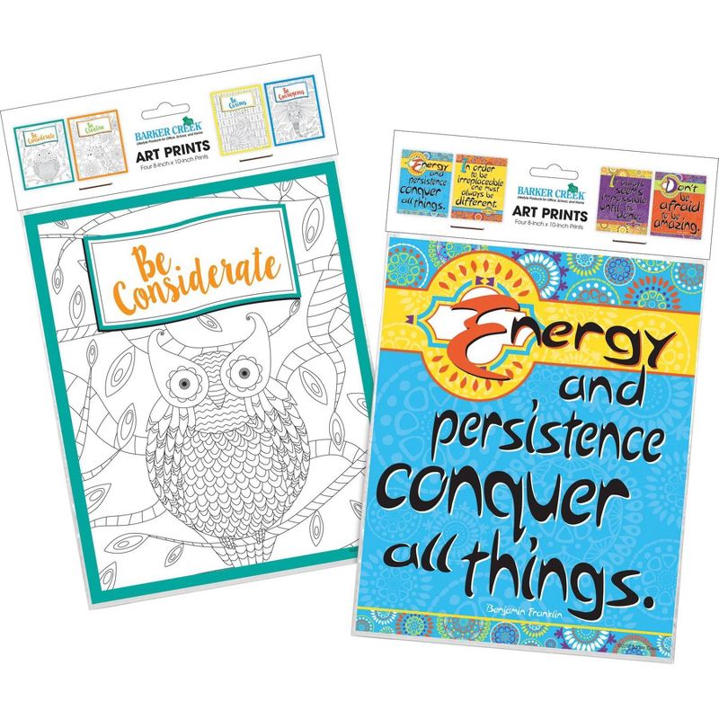 Set of 8 Be Courageous Motivational Art Prints - Barker Creek