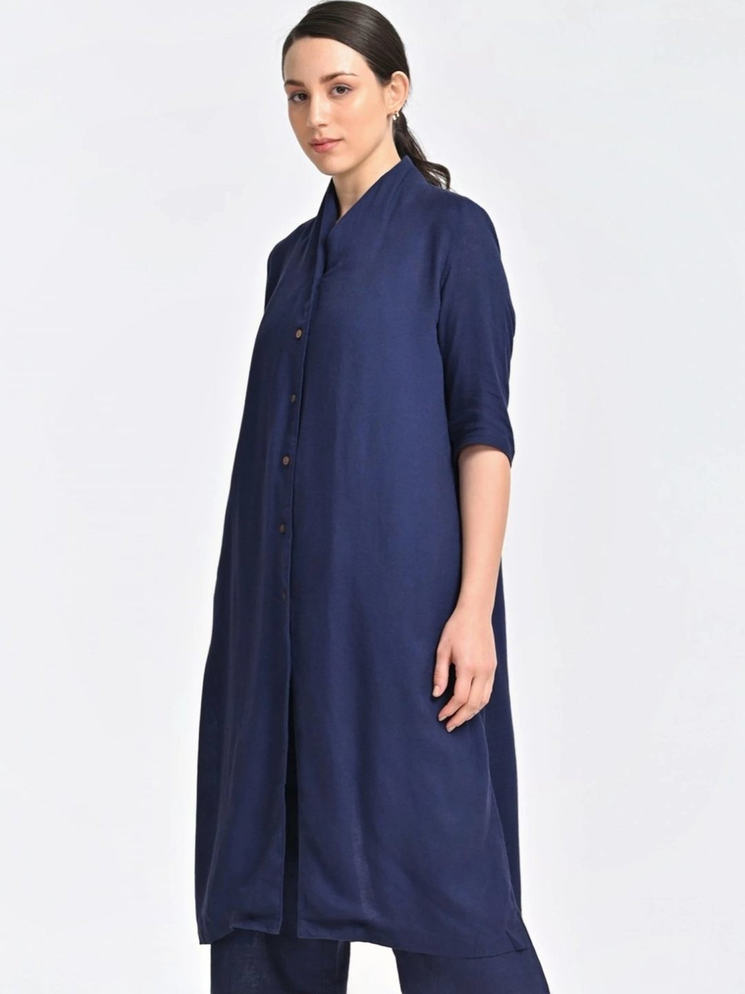 Saltpetre Linen Navy Long Shirt