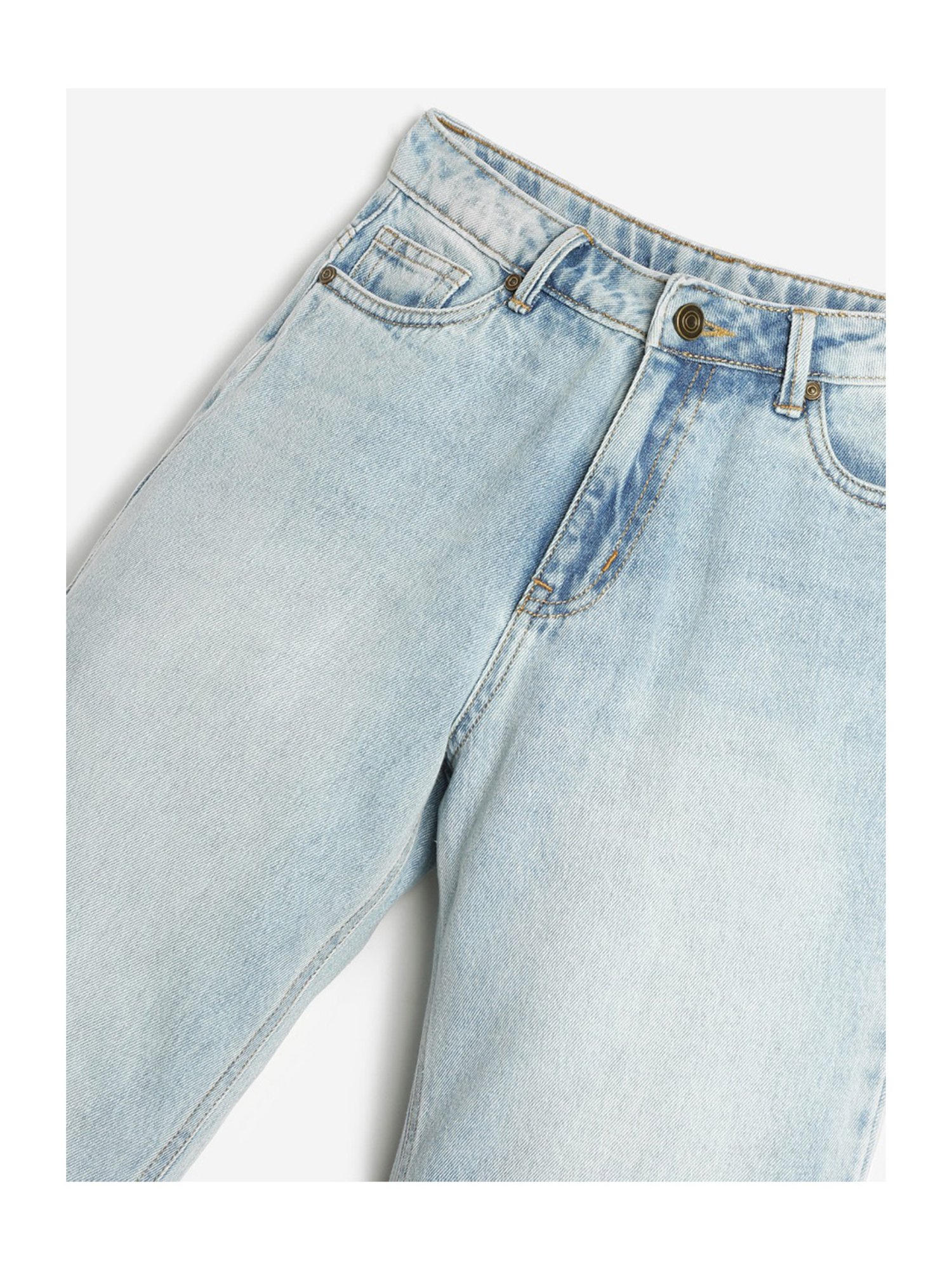 LilPicks Girls Light Blue Solid Jeans