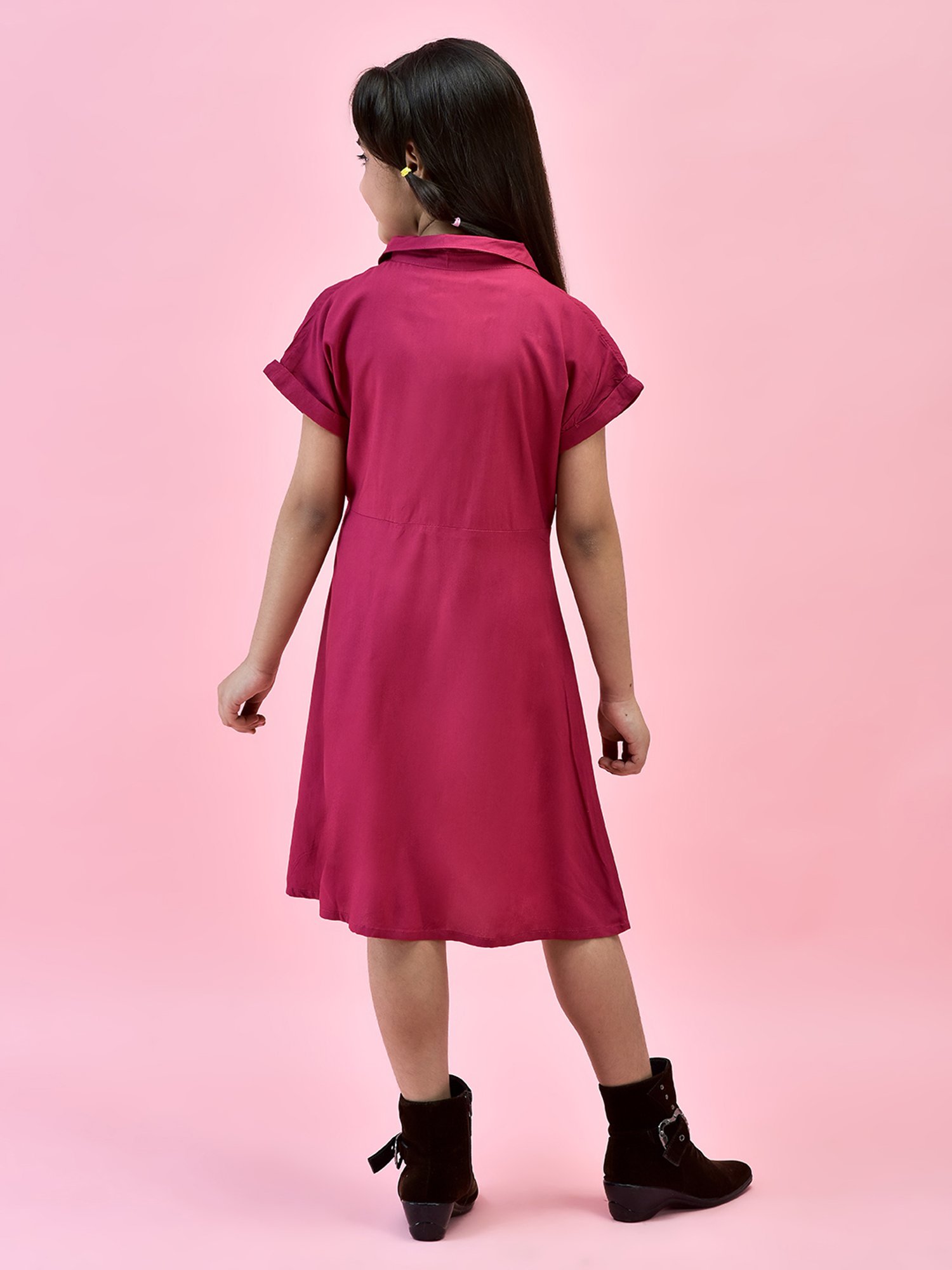 Juniper Girls Pink Solid Shirt Dress