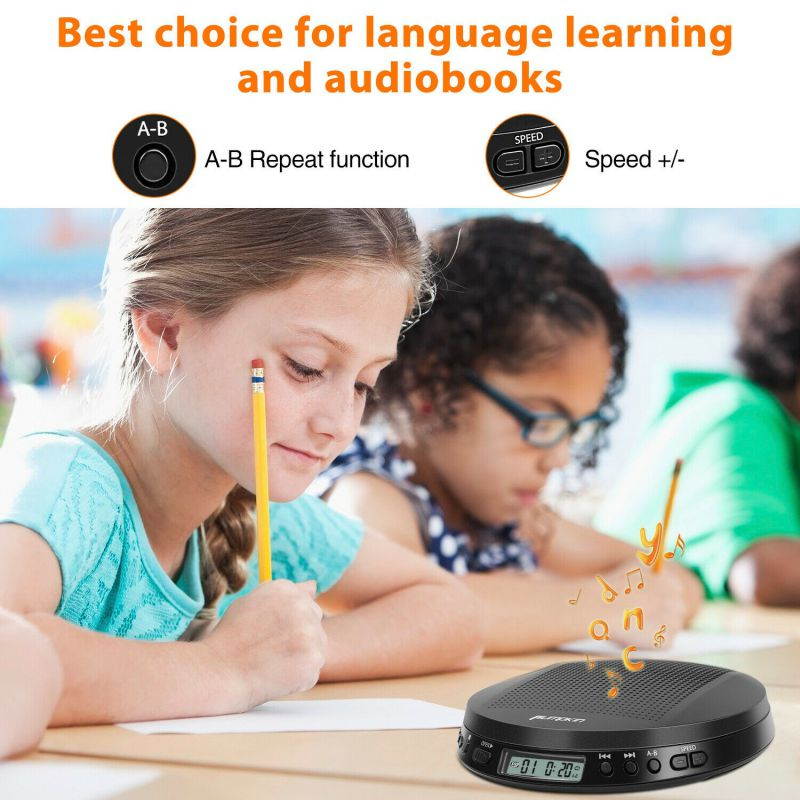 Portable CD Player for Car with Stereo Speaker Headphone LCD Display Anti-Skip