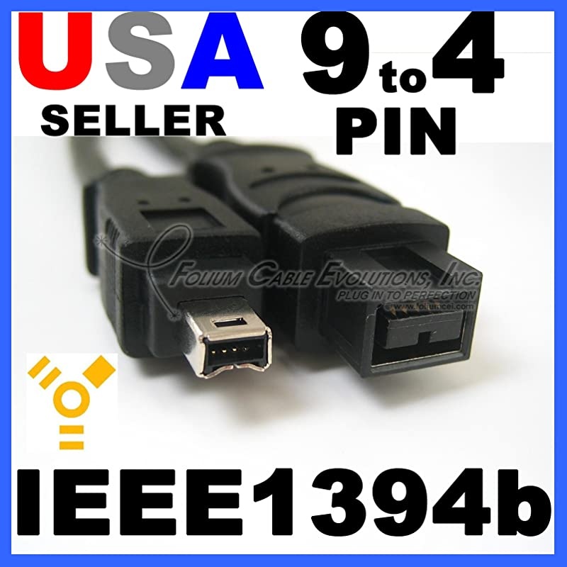 IEEE 1394b Firewire 800 400 9 Pin to 4 Pin IEEE1394 94 Length 6FT for PC Mac DV 6 Foot 6 Feet Black Friday November Cyber Monday