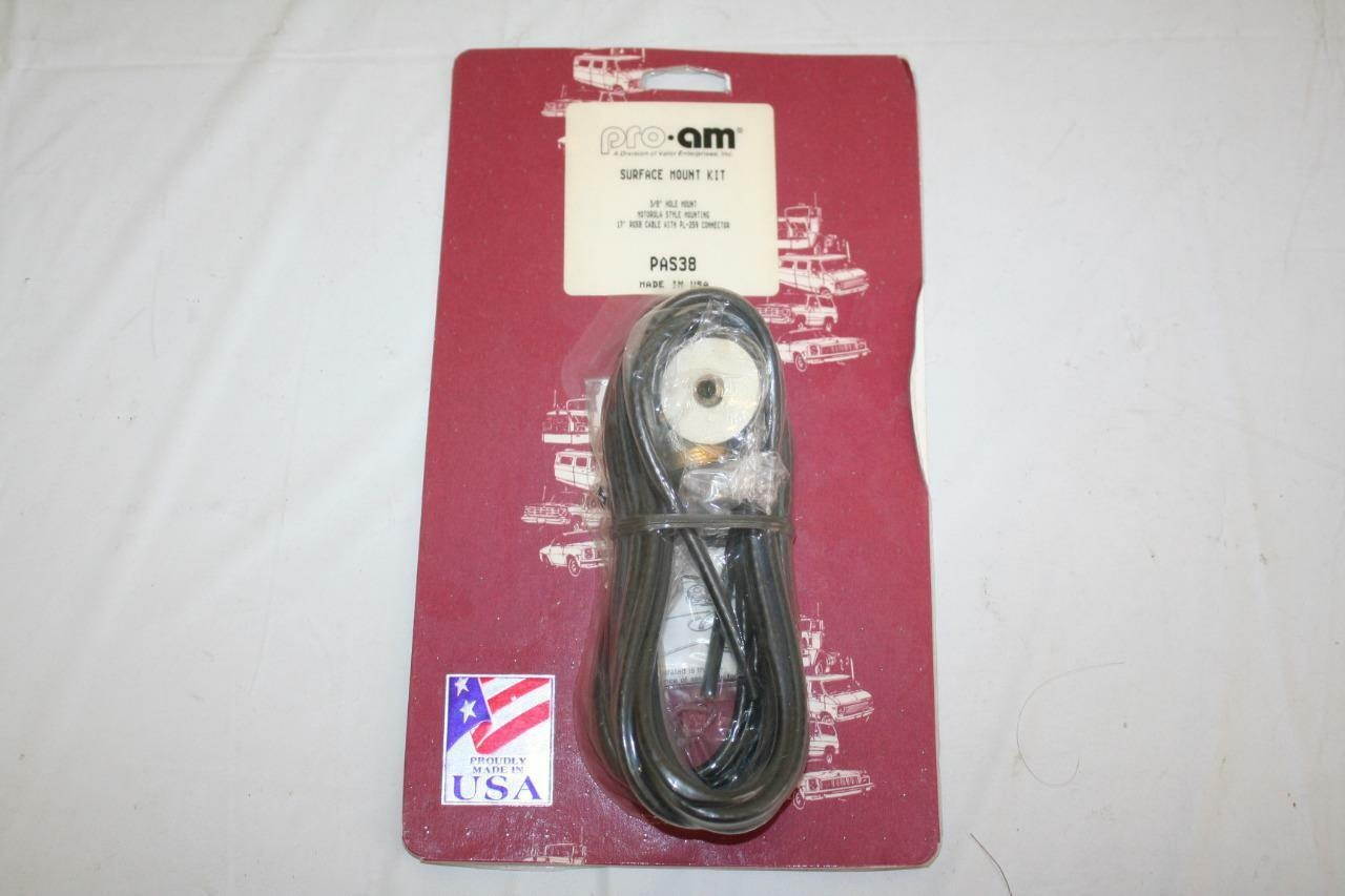 Valor Pro-Am PAS38 Antenna Surface Mount NMO Kit HAM CB 2-Way 3/8" Hole Motorola