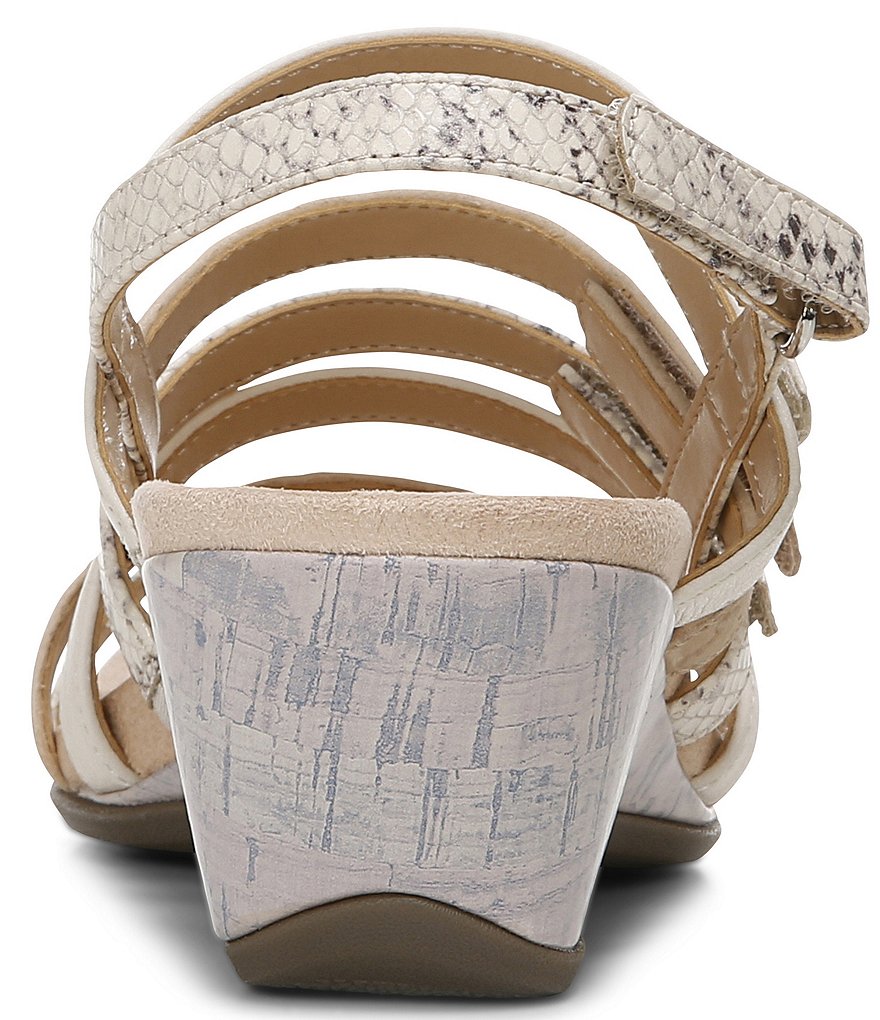Vionic Tess Snake Print Leather Cork Wedge Sandals