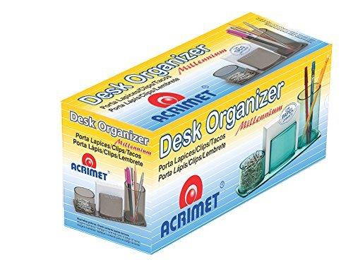 Acrimet Millennium Desk Organizer Pencil Paper Clip Cup Holder (With Paper) (Clear Blue)