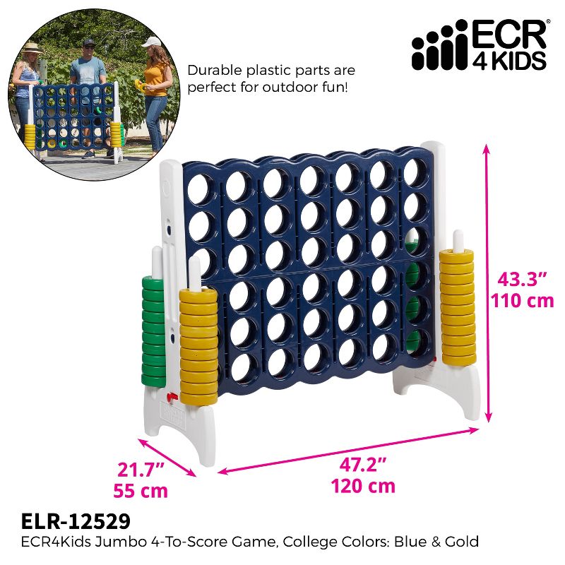 ECR4Kids Jumbo Four-To-Score Giant Game-Indoor/Outdoor 4-In-A-Row Connect - Blue and Gold