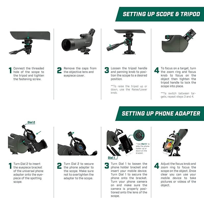 Spotting Scope  Shooting wTripod 2060x60mm Multi Coated Optical Lens Waterproof 3619m1000m Telescope with Universal Smartphone Adapter AMSS60G