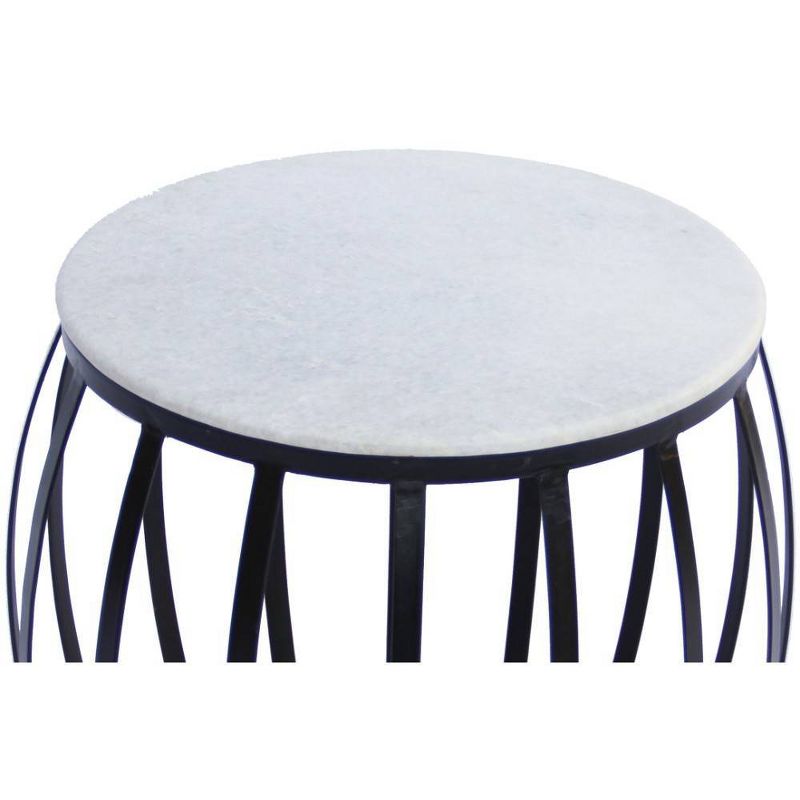 Concave Base Round Marble Top Side or End Table White/Black - The Urban Port
