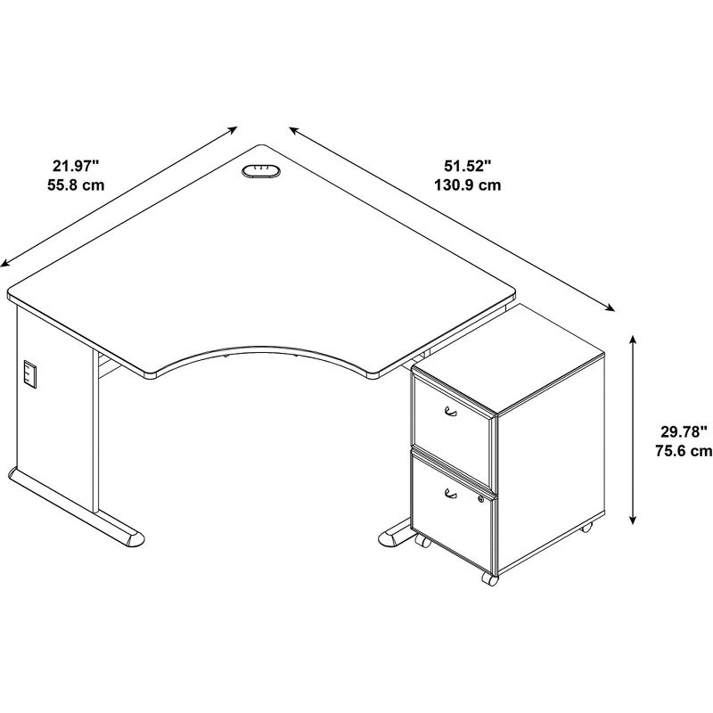 Bush Business Furniture Cubix Corner Desk w/ 2Dwr Mobile Pedestal, Natural Cherry SMA006NCSU