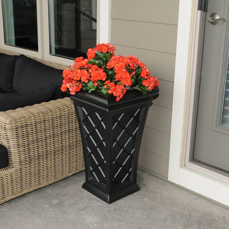28" Square Georgian Tall Planter Black - Mayne