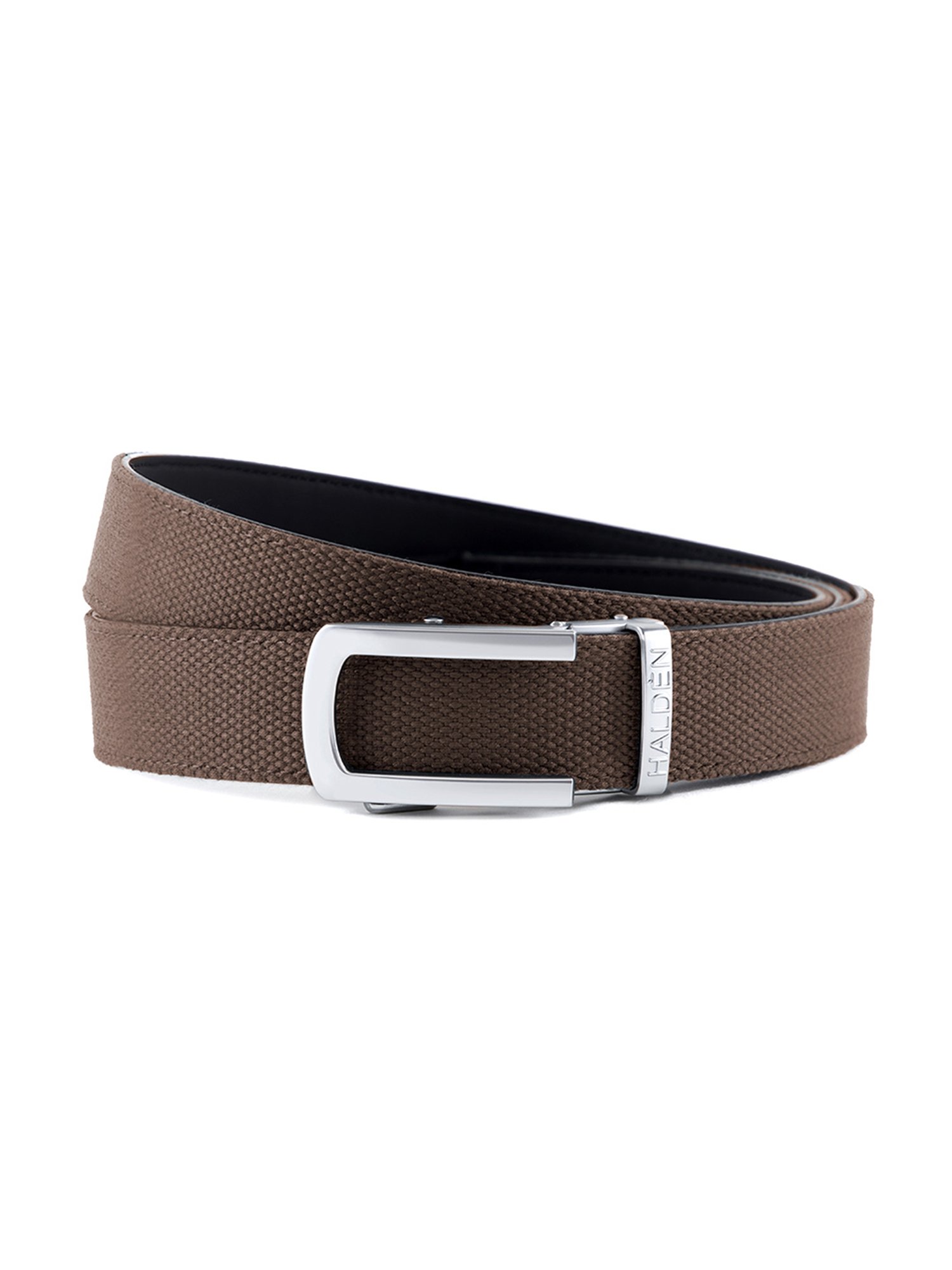 Halden Brown Woven Casual Belt With Classic Silver Glossy Buckle