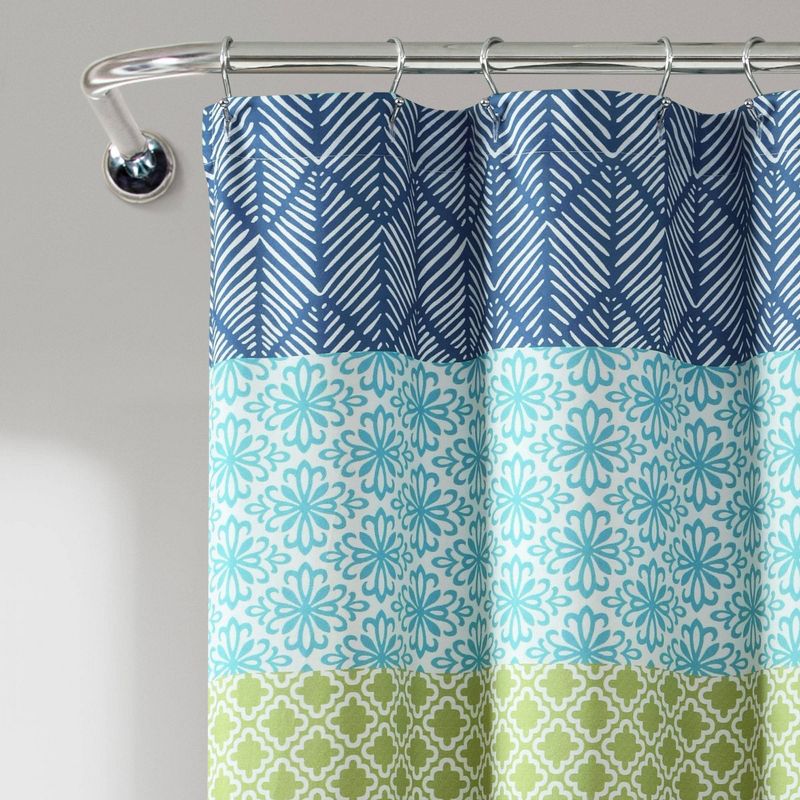 Bohemian Stripe Shower Curtain Blue/Green - Lush Décor