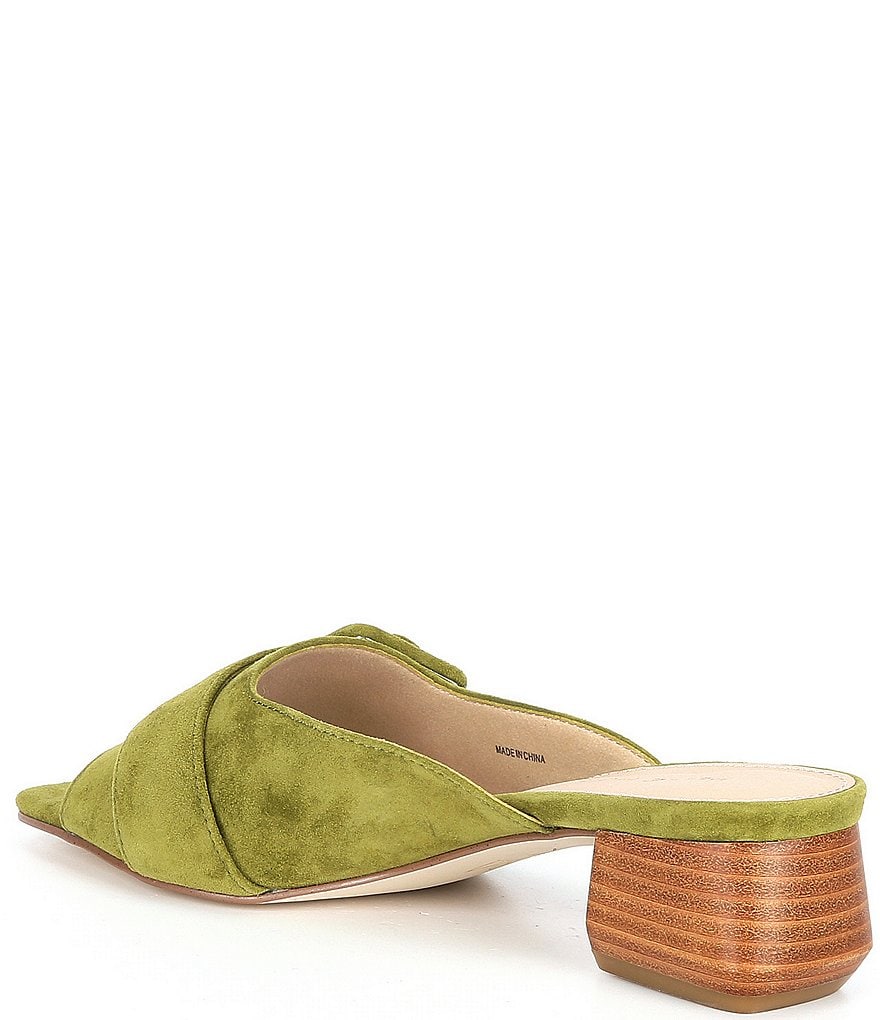 Pelle Moda Tala Suede Buckle Block Heel Mules