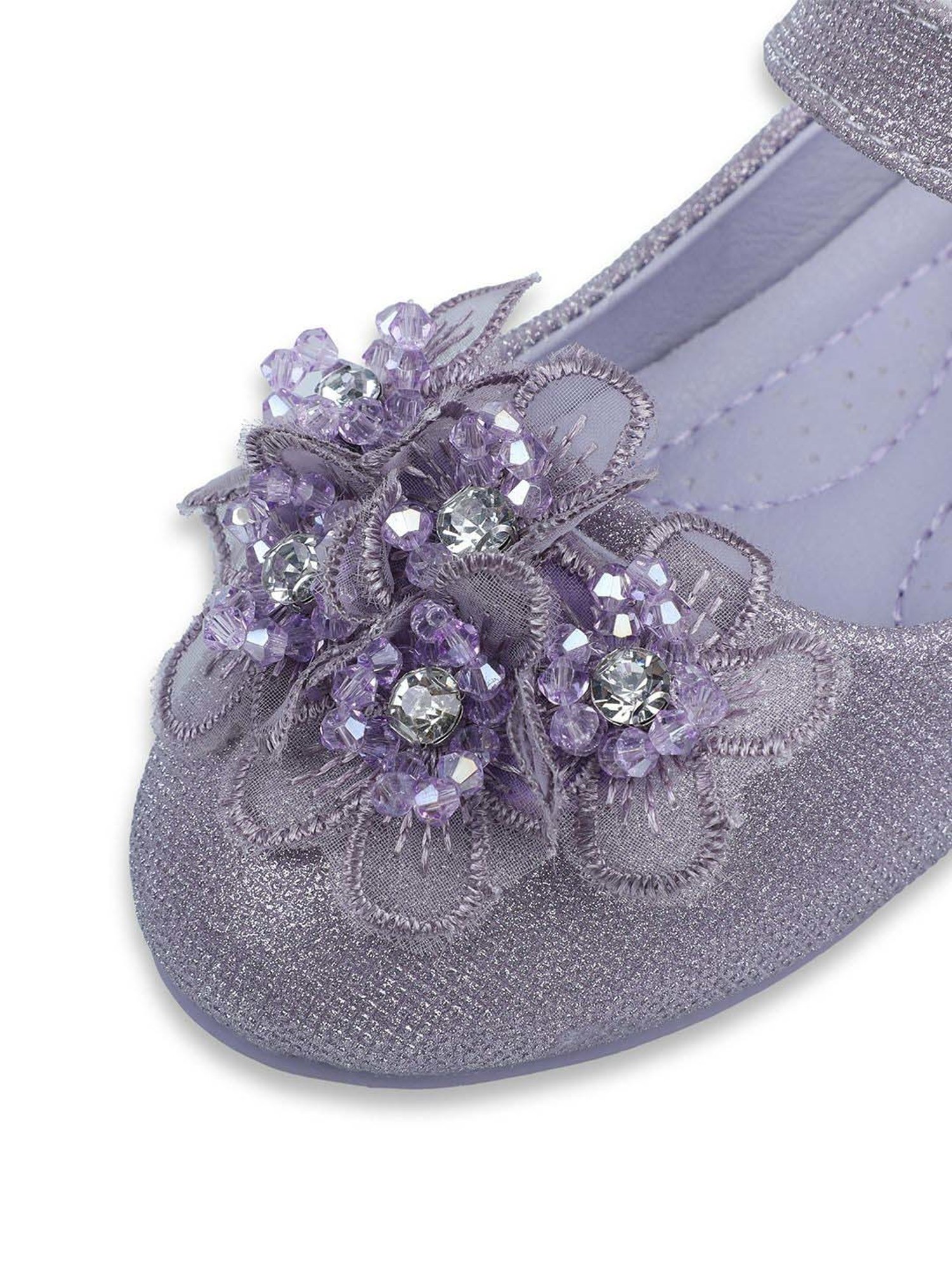Baby Moo Kids Purple Bash Kids 3D Floral Mary Jane Shoes