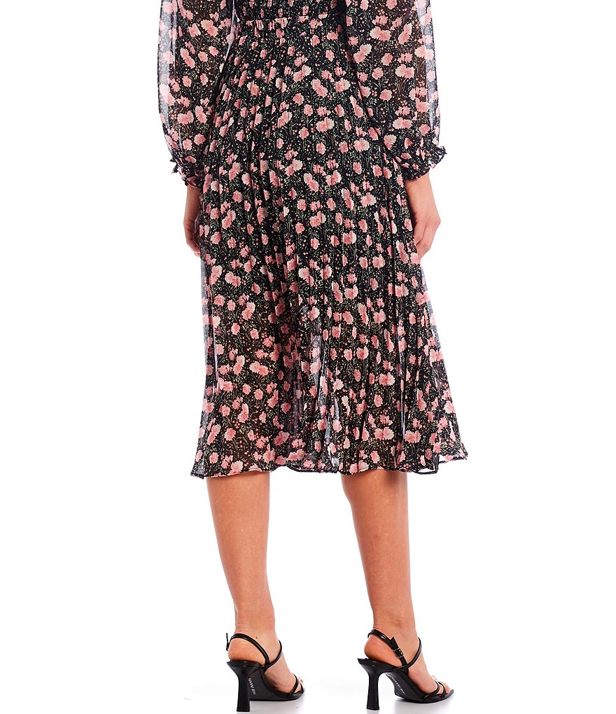 Lucy Paris Floral Print Wrap Pleated Coordinating Midi Skirt