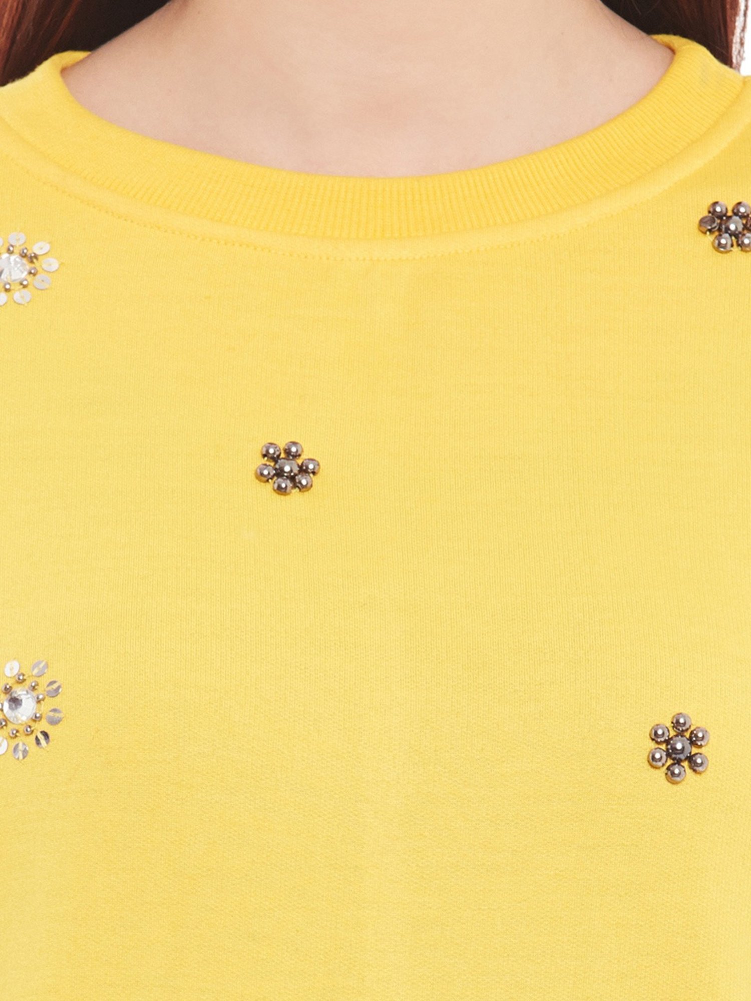 Belle Fille Yellow Embellished Sweatshirt