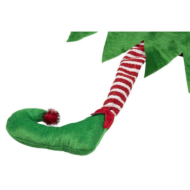 Christmas Elf Apron - Holiday Santa Elf Kitchen Chef Apron with Hanging Legs Design, for Cooking and Baking, Festive Gag, White Elephant Gift, 35x23"